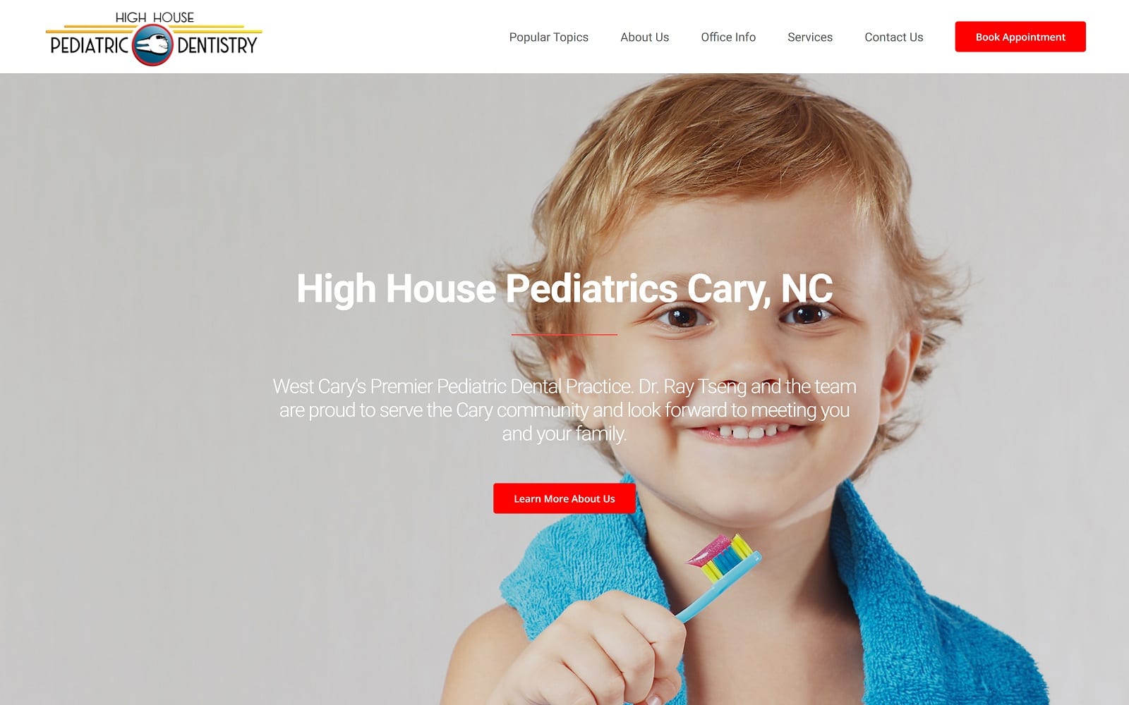 The Screenshot of High House Pediatric Dentistry highhousepedo.com Dr. Ray Tseng Website
