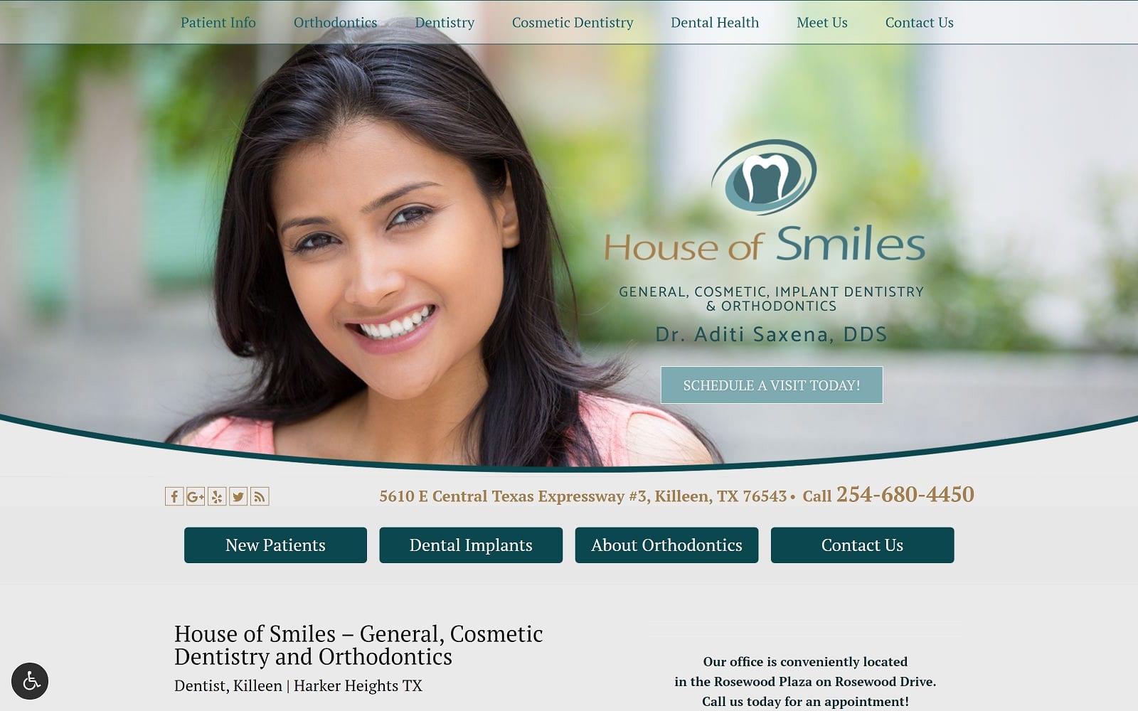 The Screenshot of House of Smiles houseofsmiles.net Dr. Aditi Saxena Website