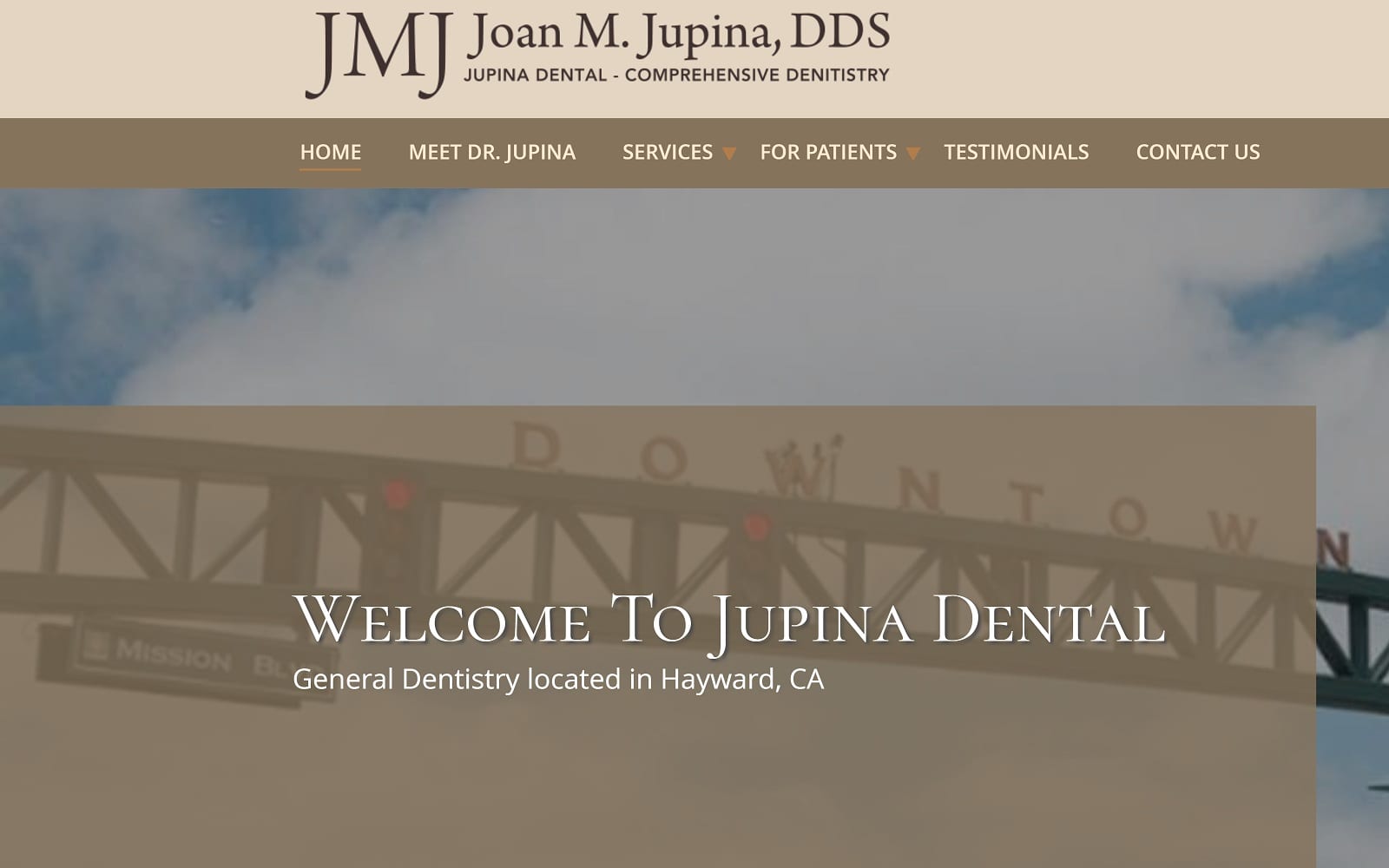 The Screenshot of Jupina Dental: Joan Jupina, DDS jupinadental.com Website
