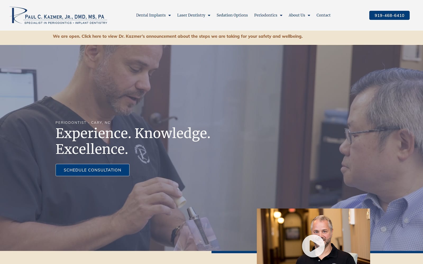 The Screenshot of Paul C. Kazmer Jr. DMD MS PA kazmerperio.com Website