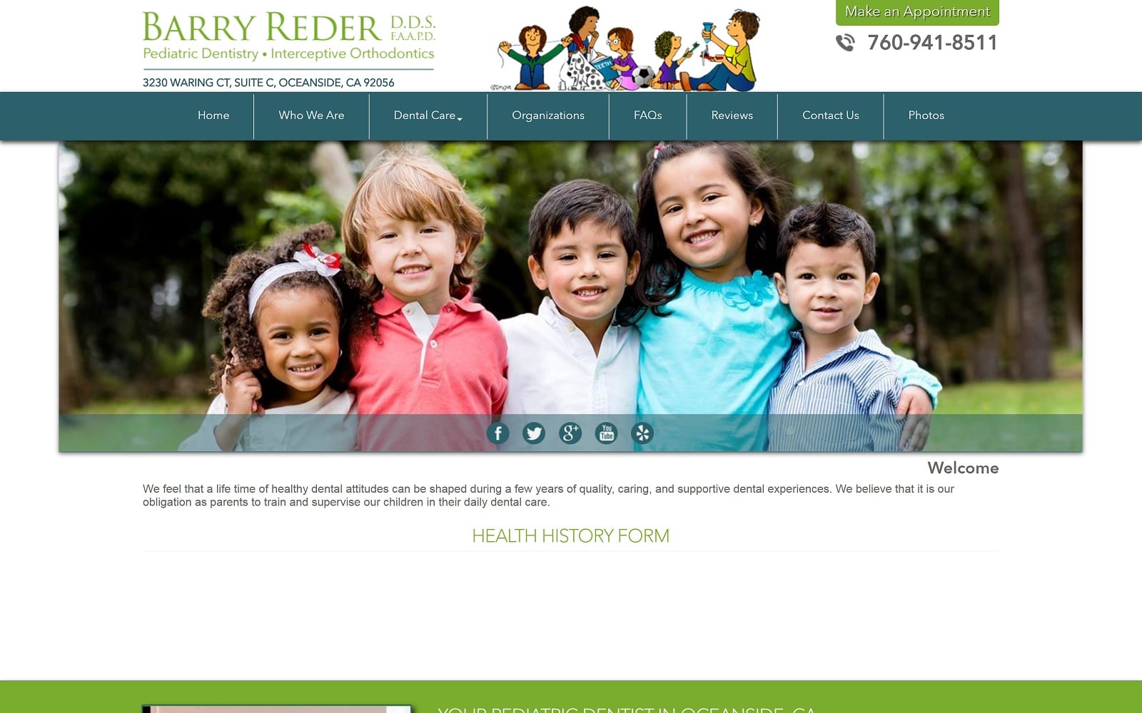 The Screenshot of Barry Reder, DDS kid2fdoc.com Website