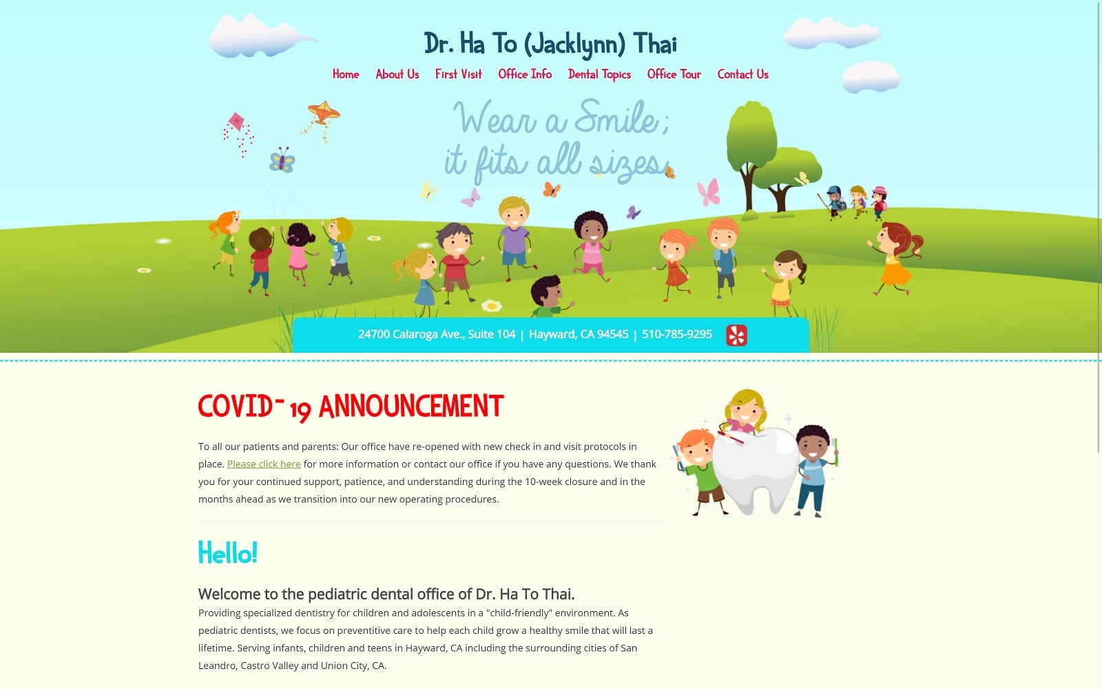 The Screenshot of Dr. Ha T. Thai kiddodentist.com Website