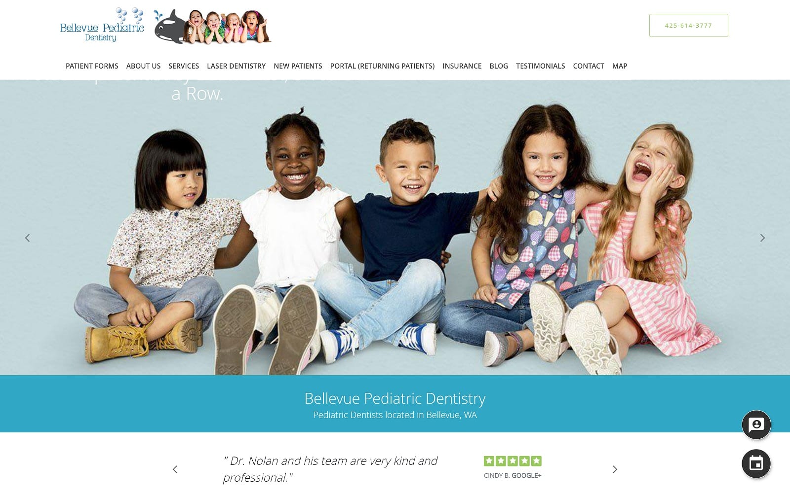The Screenshot of Bellevue Pediatric Dentistry kidsdentistofbellevue.com Website