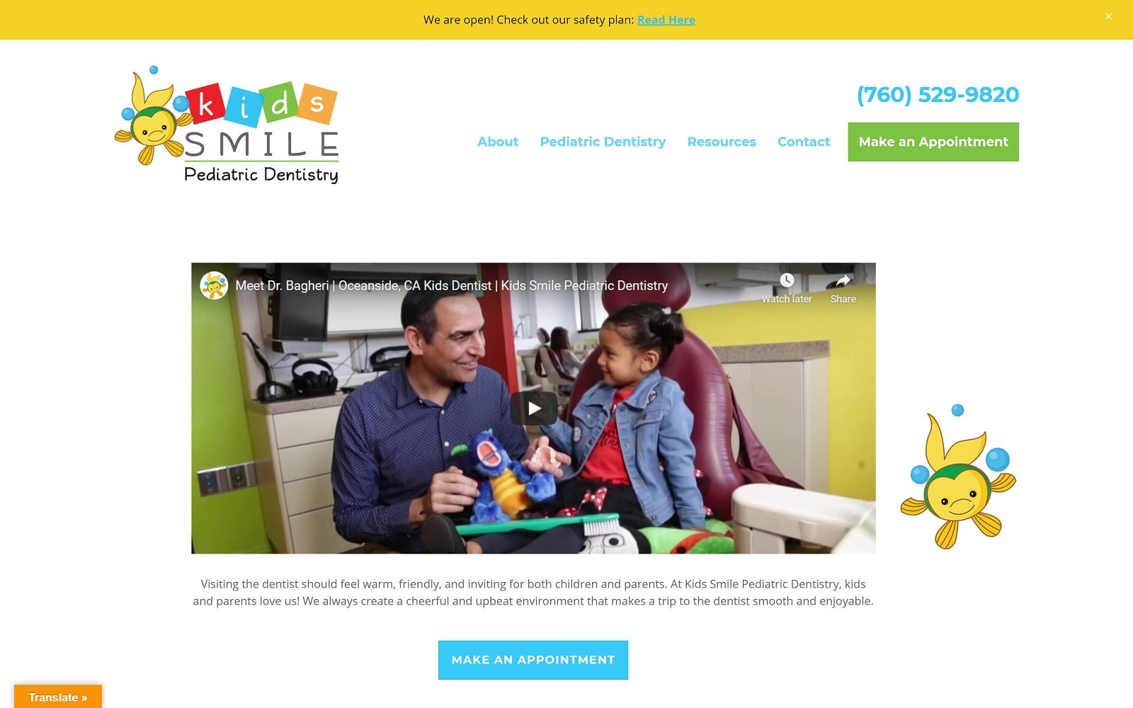 The Screenshot of Kids Smile Pediatric Dentistry kidssmiledentistry.com Website