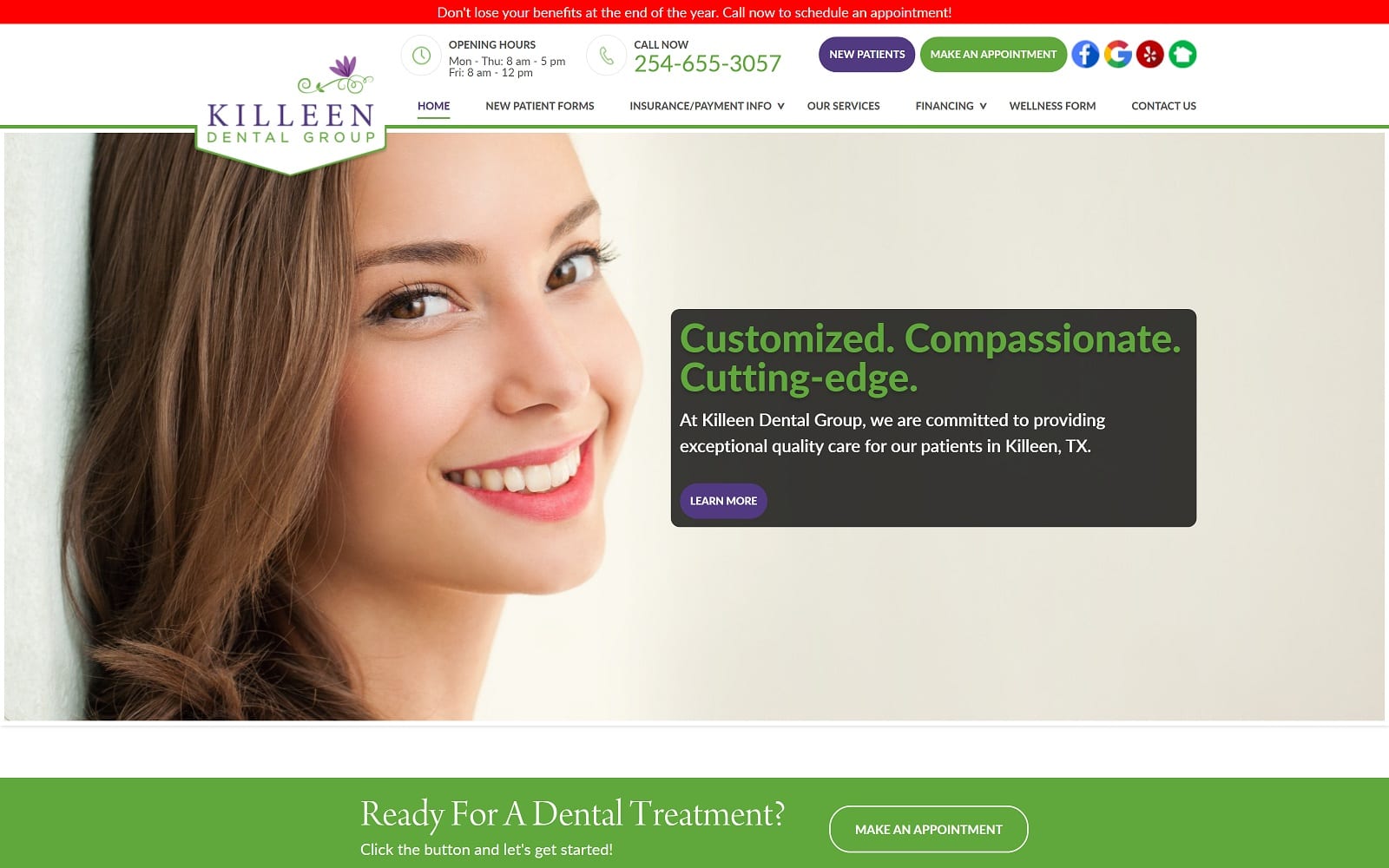 The Screenshot of Killeen Dental Group killeendentalgroup.com Website