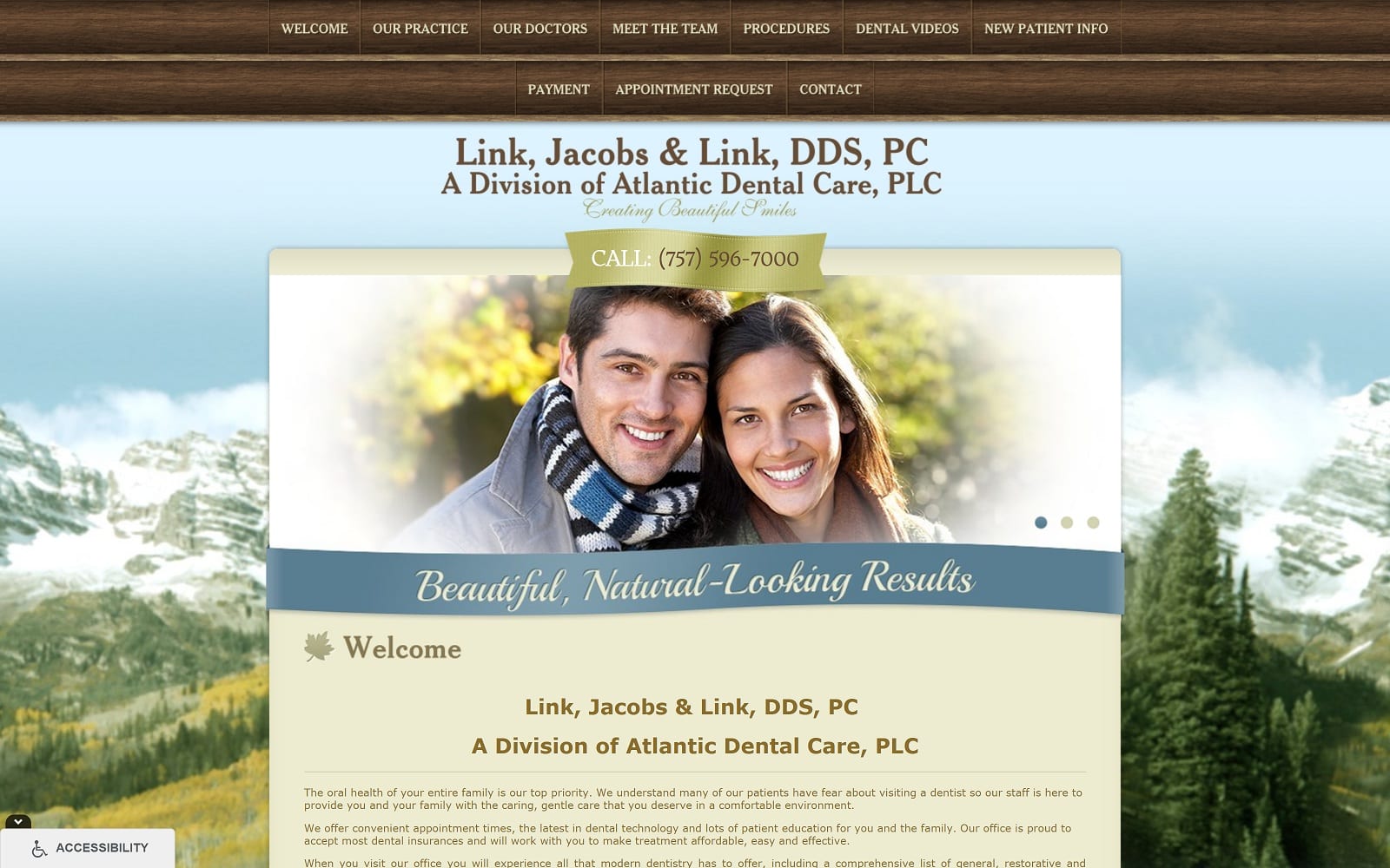 The Screenshot of Link, Jacobs & Link, DDS, PC linkjacobslink.com Website