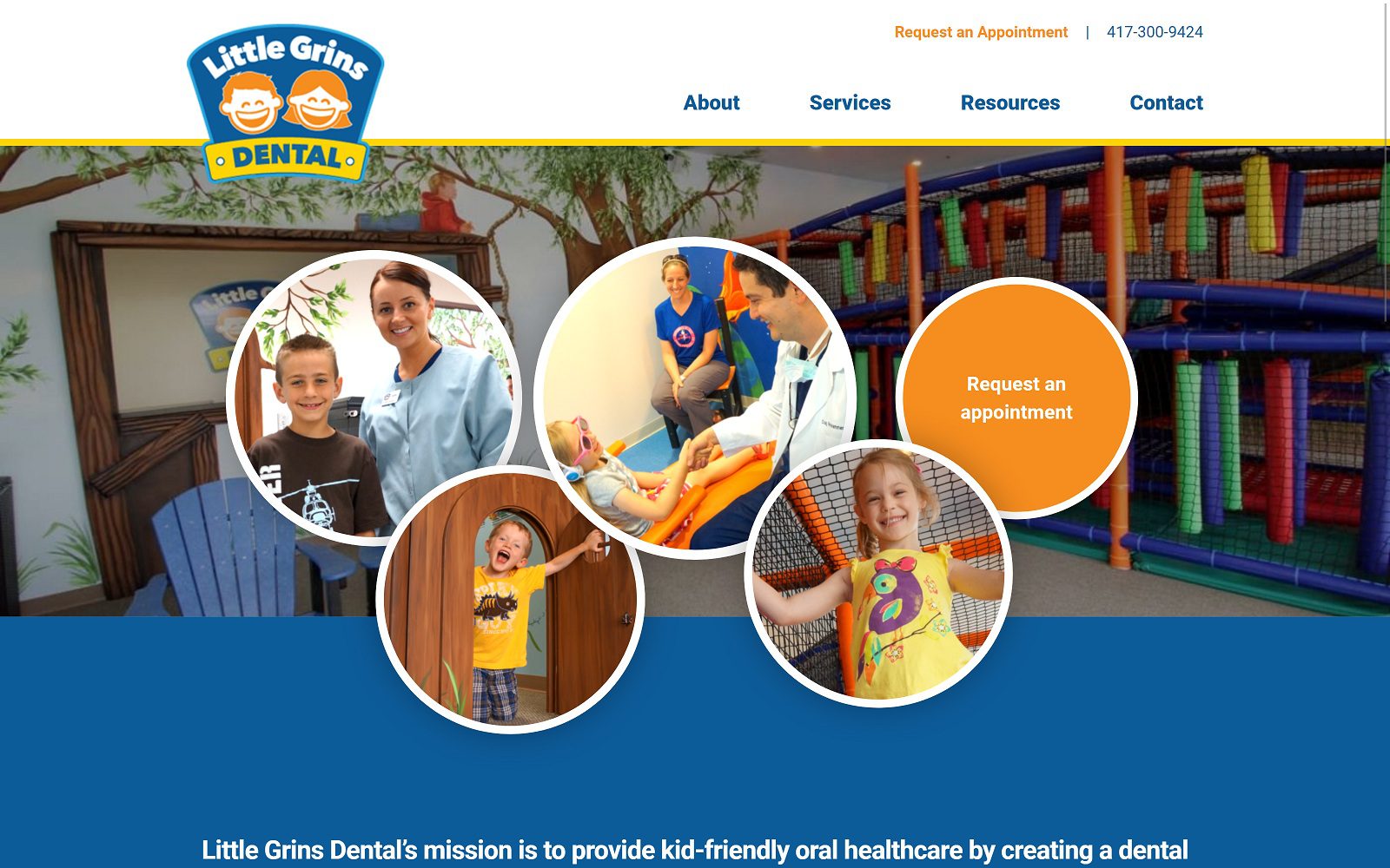 The Screenshot of Little Grins Dental littlegrinsdental.com Website