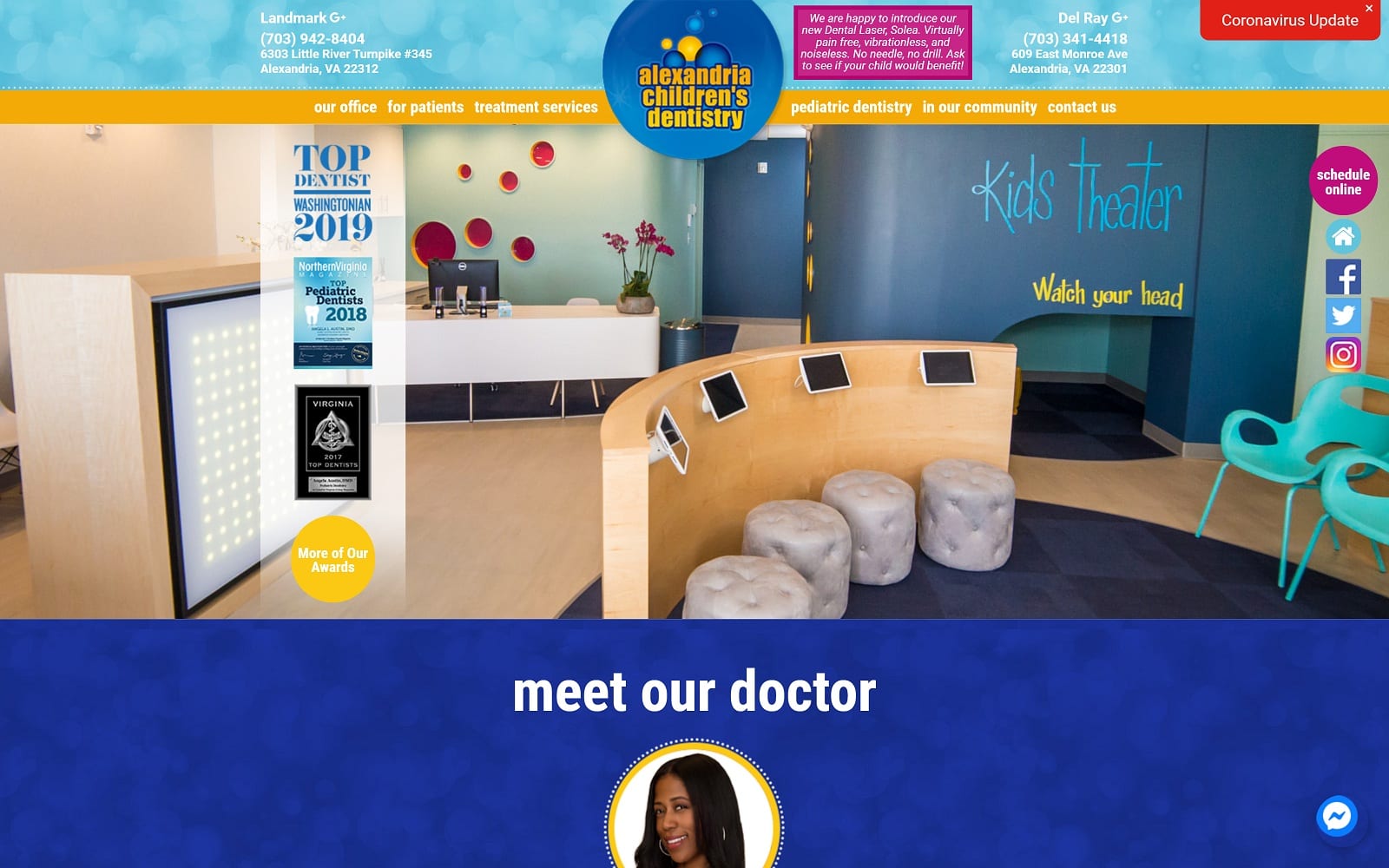 The Screenshot of Alexandria Children's Dentistry lovekidsteeth.com Website