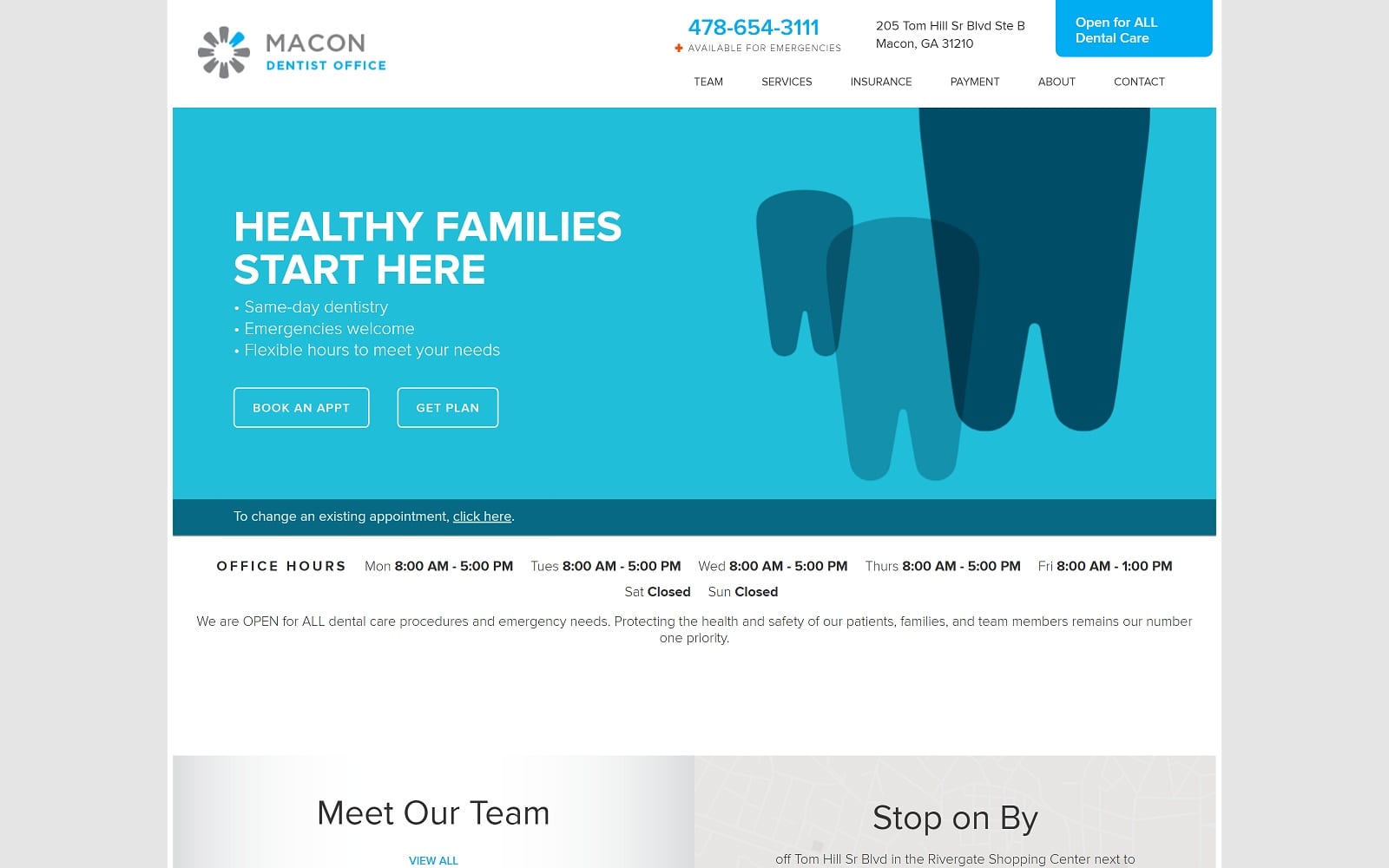 The Screenshot of Macon Dentist Office macondentistoffice.com Website