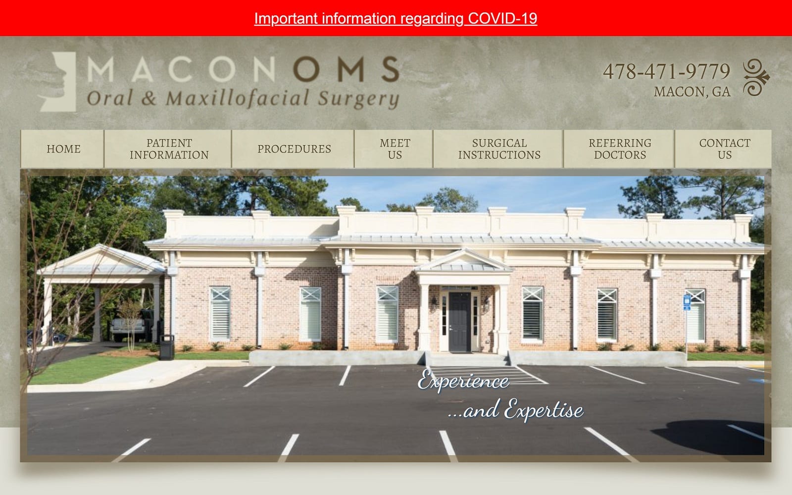 The Screenshot of Macon Oral & Maxillofacial Surgery maconoms.com Dr. W. Rob McCormack Website