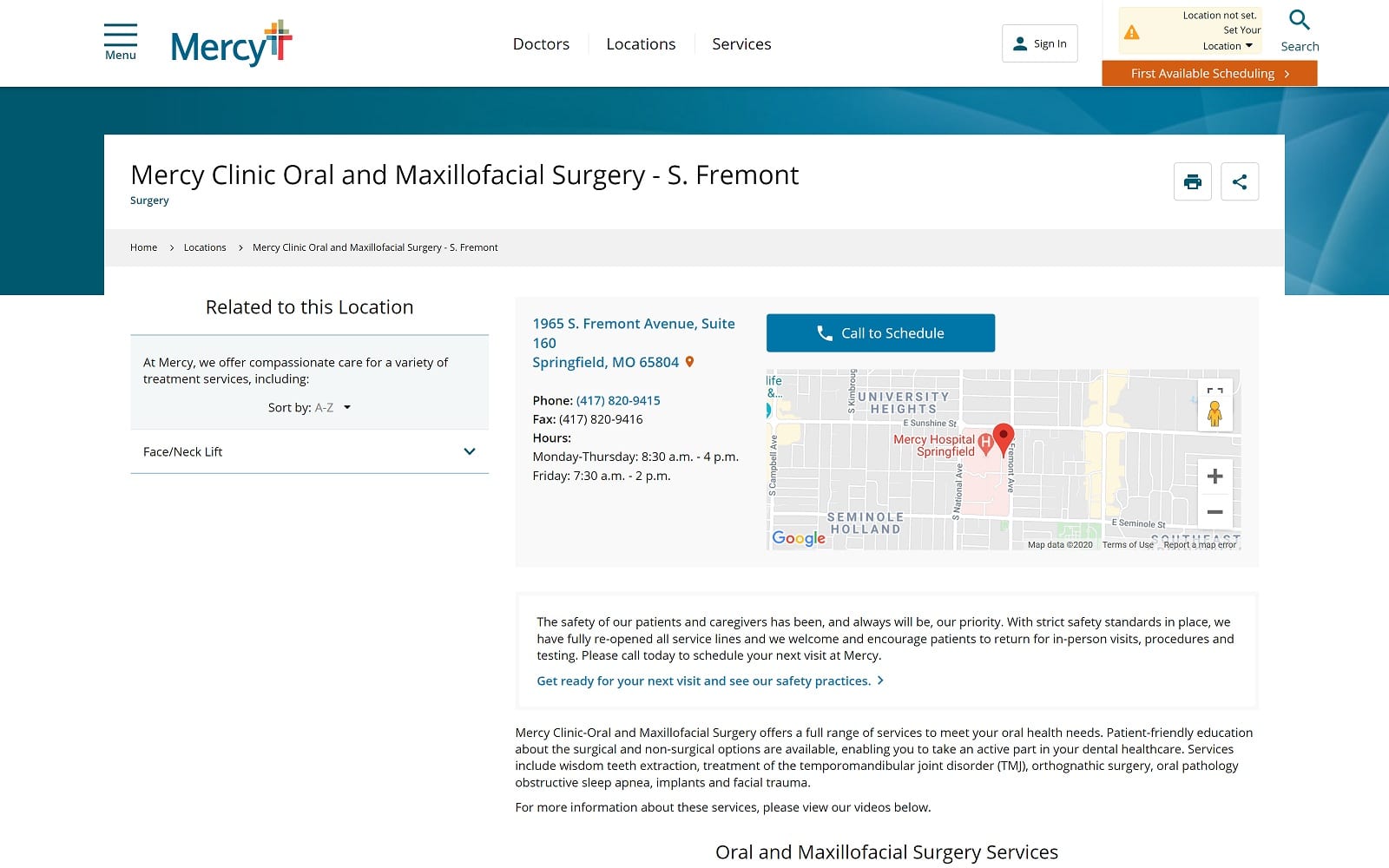 The Screenshot of Mercy Clinic Oral and Maxillofacial Surgery - S. Fremont mercy.net/practice/mercy-clinic-oral-and-maxillofacial-surgery-s-fremont Website