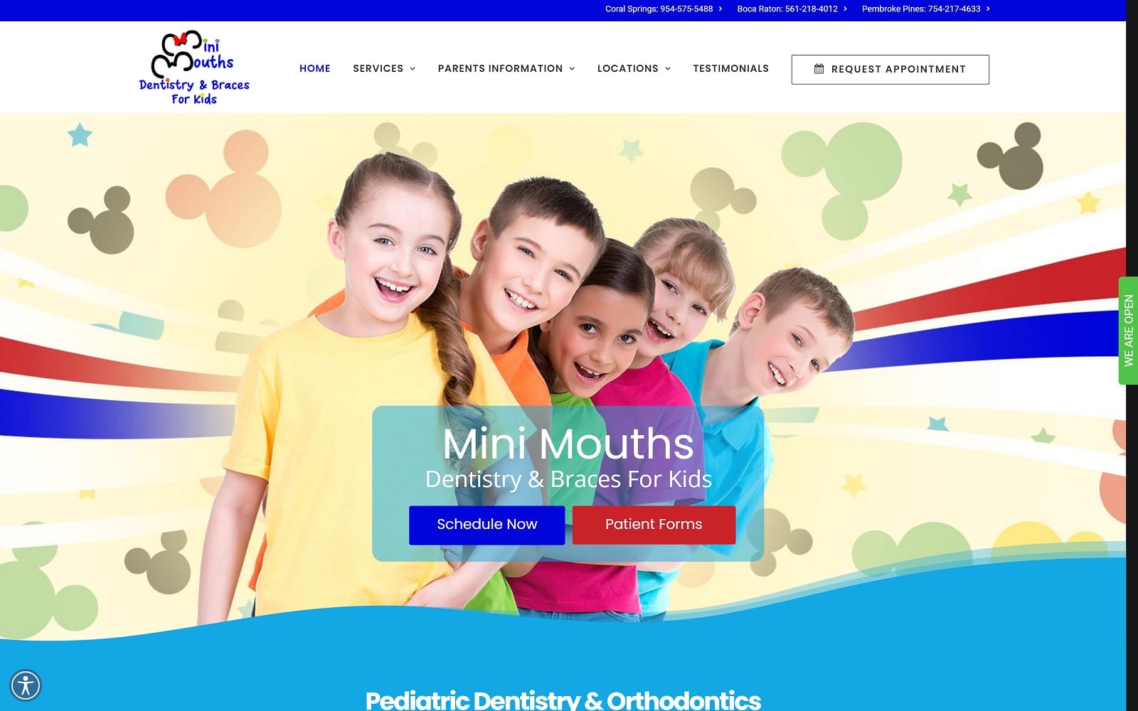 The Screenshot of Mini Mouths Dentistry For Kids mini-mouths.com Website

