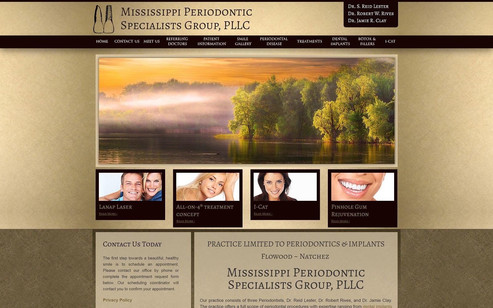 The Screenshot of Mississippi Periodontics Specialists Group, PLLC mississippiperio.com Website