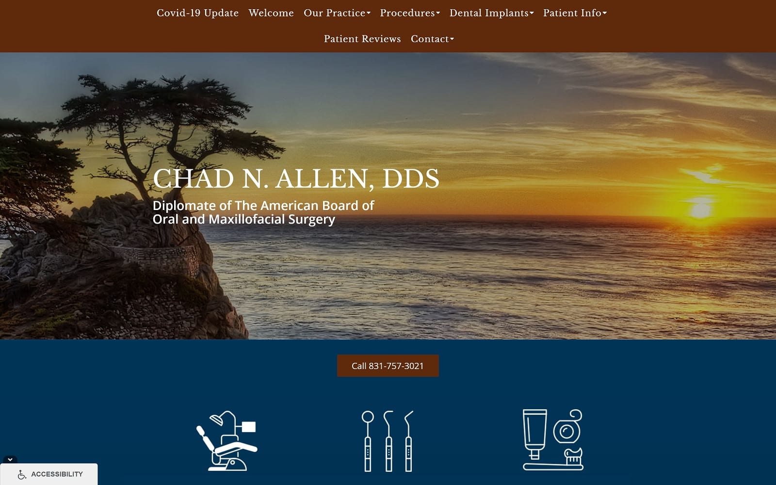 The Screenshot of Chad N. Allen, DDS montereybayoralsurgery.com Website