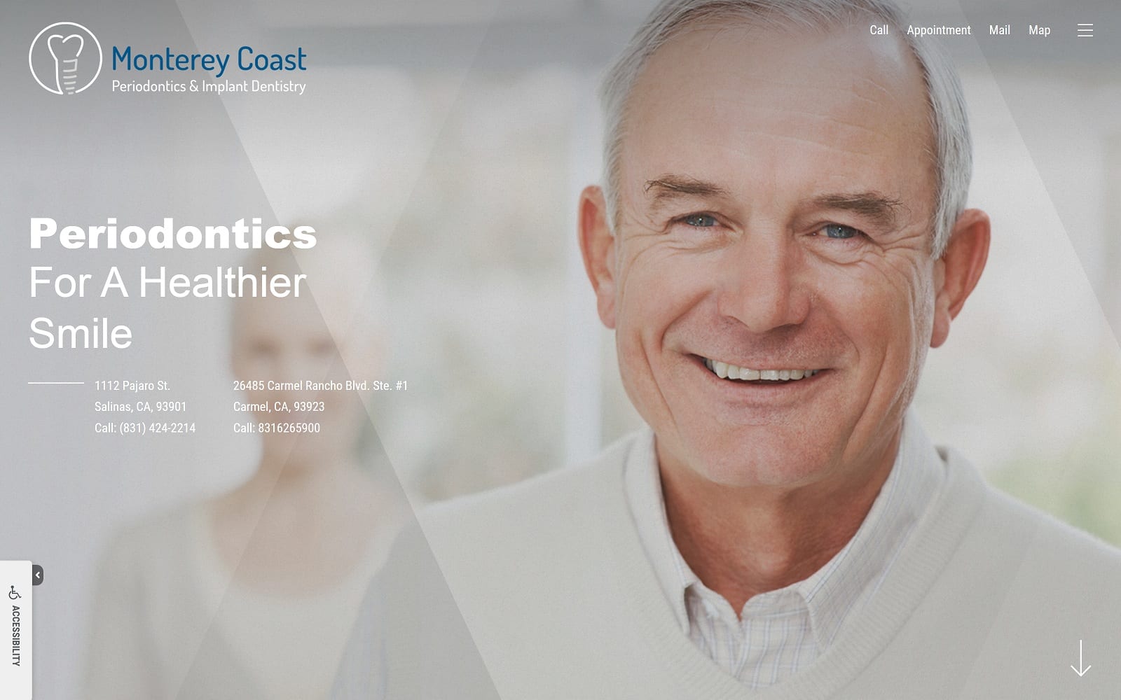 The Screenshot of Monterey Coast Periodontics and Implant Dentistry wetzeldds.com Dr. Matthew Wetzel Website