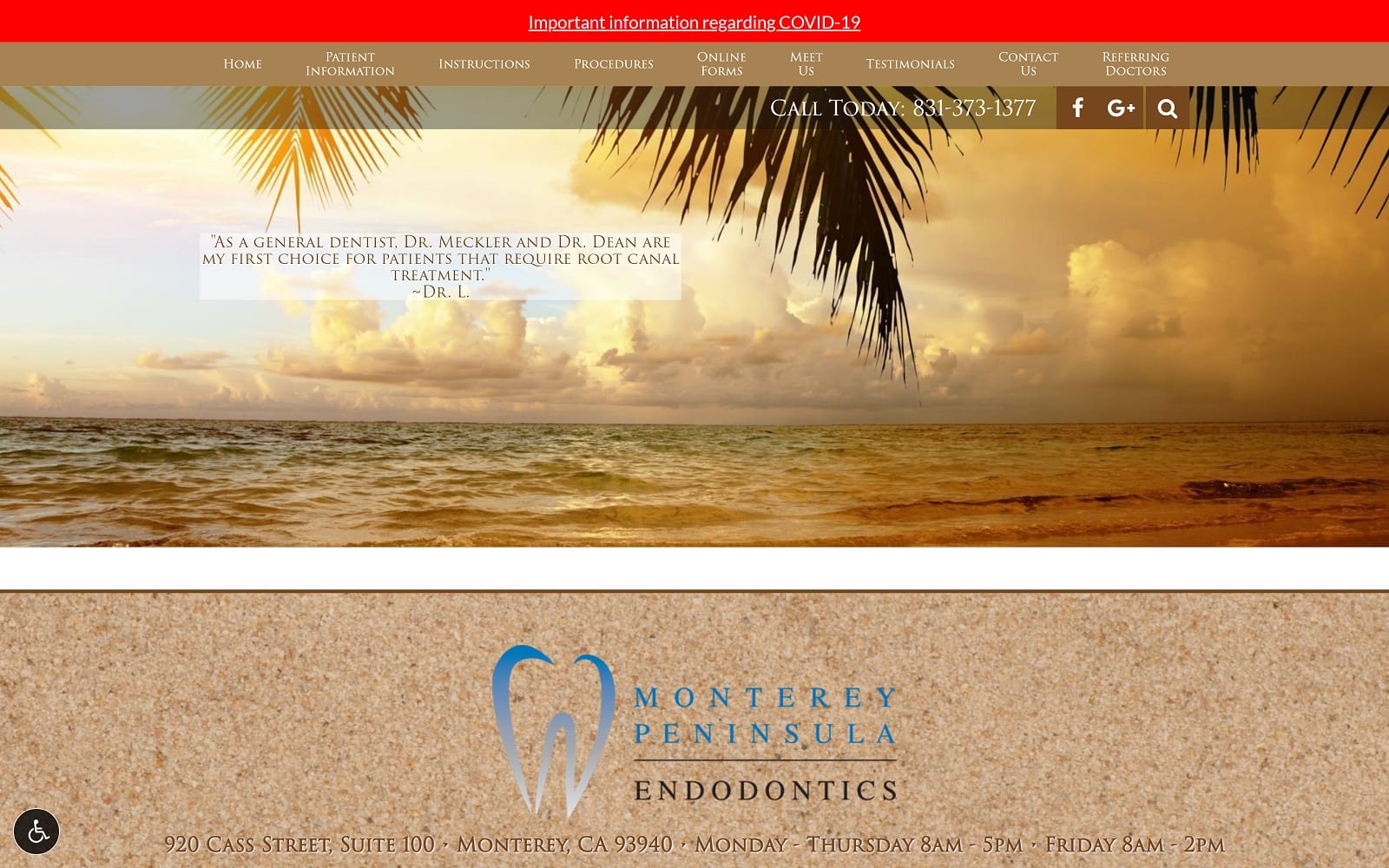 The Screenshot of Monterey Peninsula Endodontics montereyendo.com Website