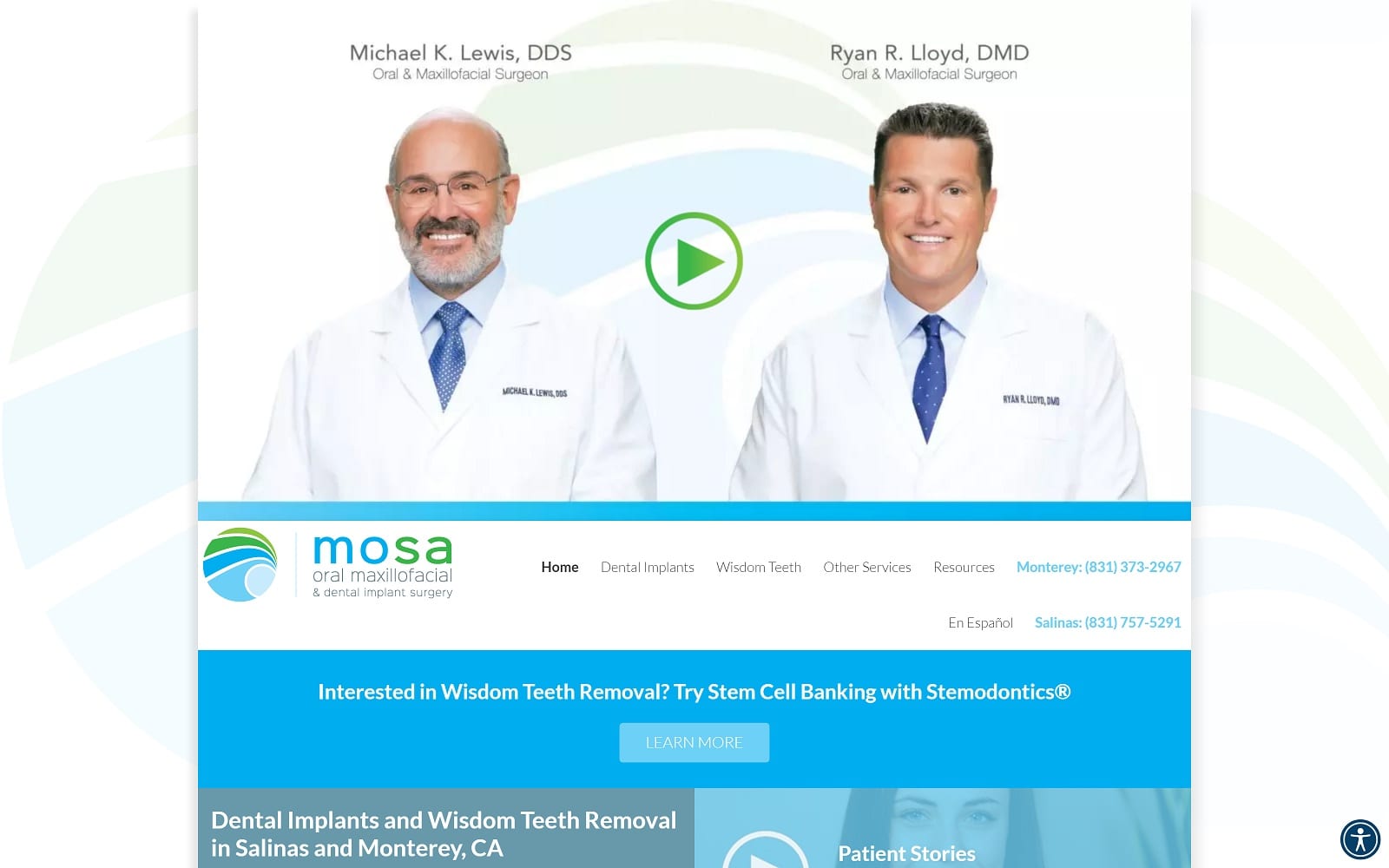 The Screenshot of MOSA Oral Maxillofacial & Dental Implant Surgery montereysalinasoralsurgery.com Website