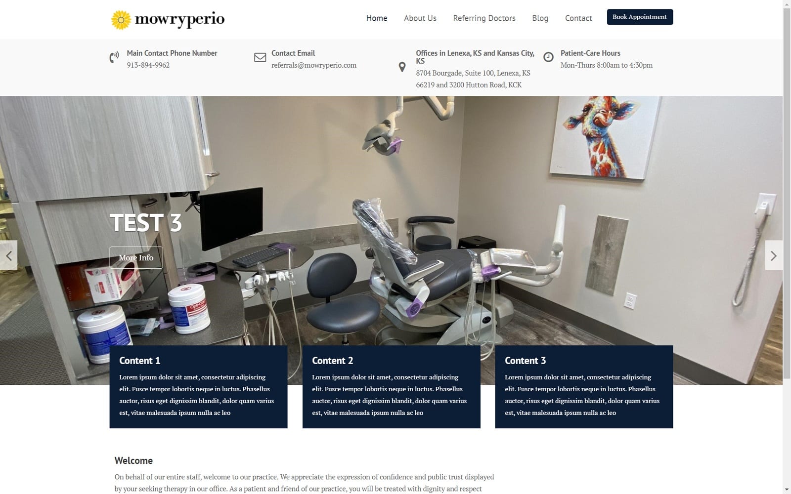 The Screenshot of Mowry Periodontics mowryperio.com Website