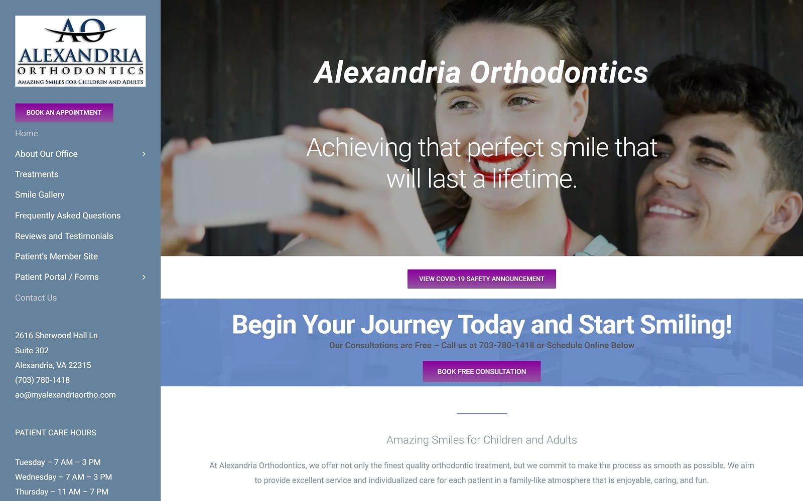 The Screenshot of Alexandria Orthodontics myalexandriaortho.com Website
