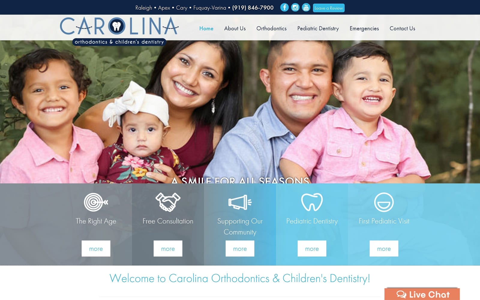 The Screenshot of Carolina Orthodontics & Children's Dentistry mycarolinasmile.com Website