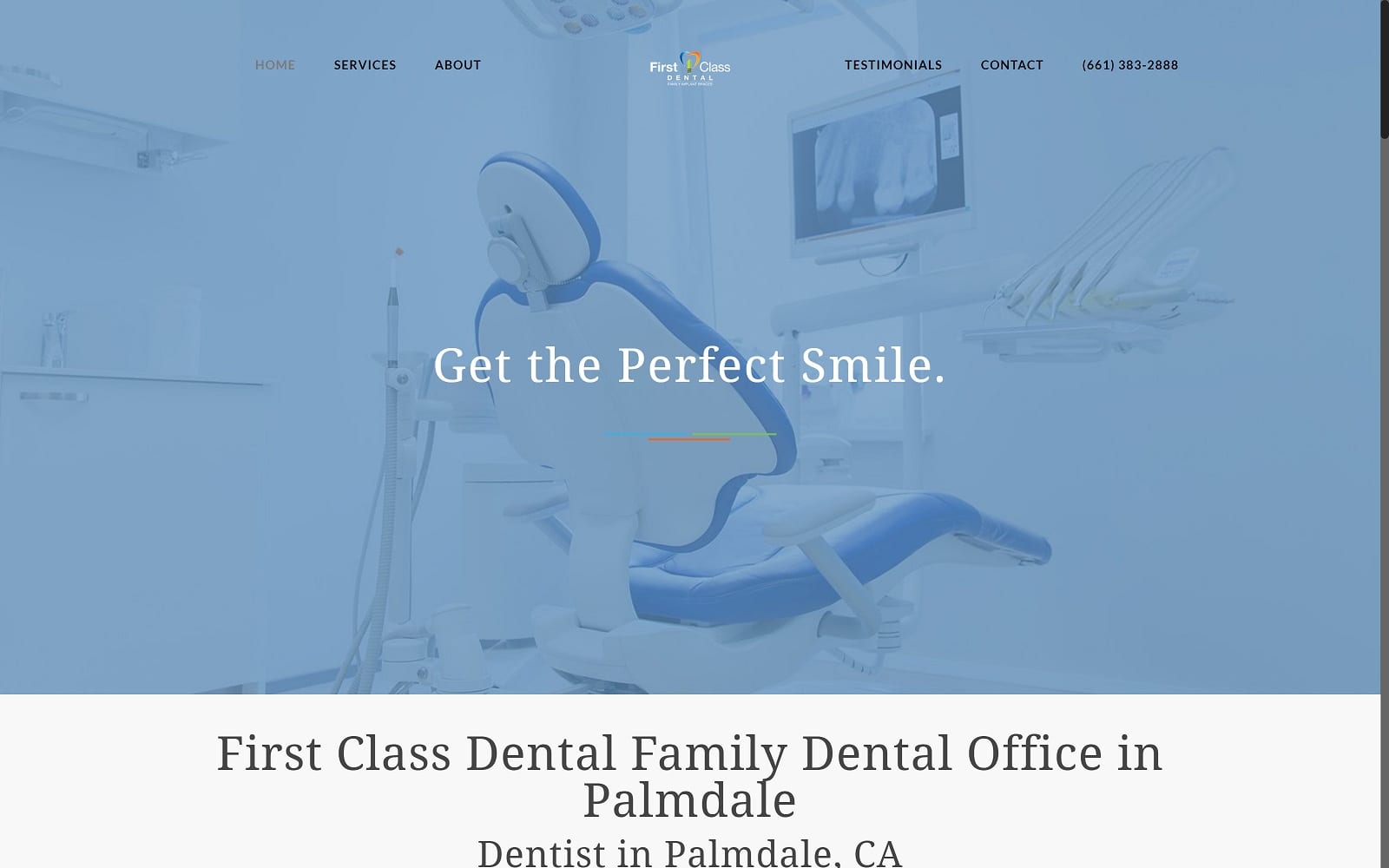 The Screenshot of First Class Dental - Palmdale Dentist myfirstclassdental.com Website