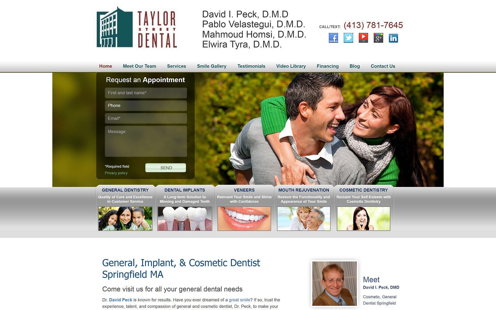 The Screenshot of Taylor Street Dental mygreatsmile.com Dr. David I. Peck Website