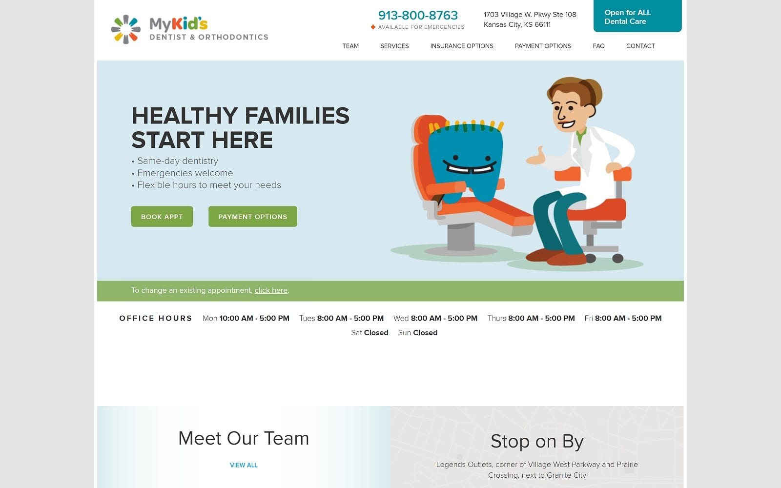 The Screenshot of My Kid's Dentist and Orthodontics mykidsdentistvillagewest.com Website