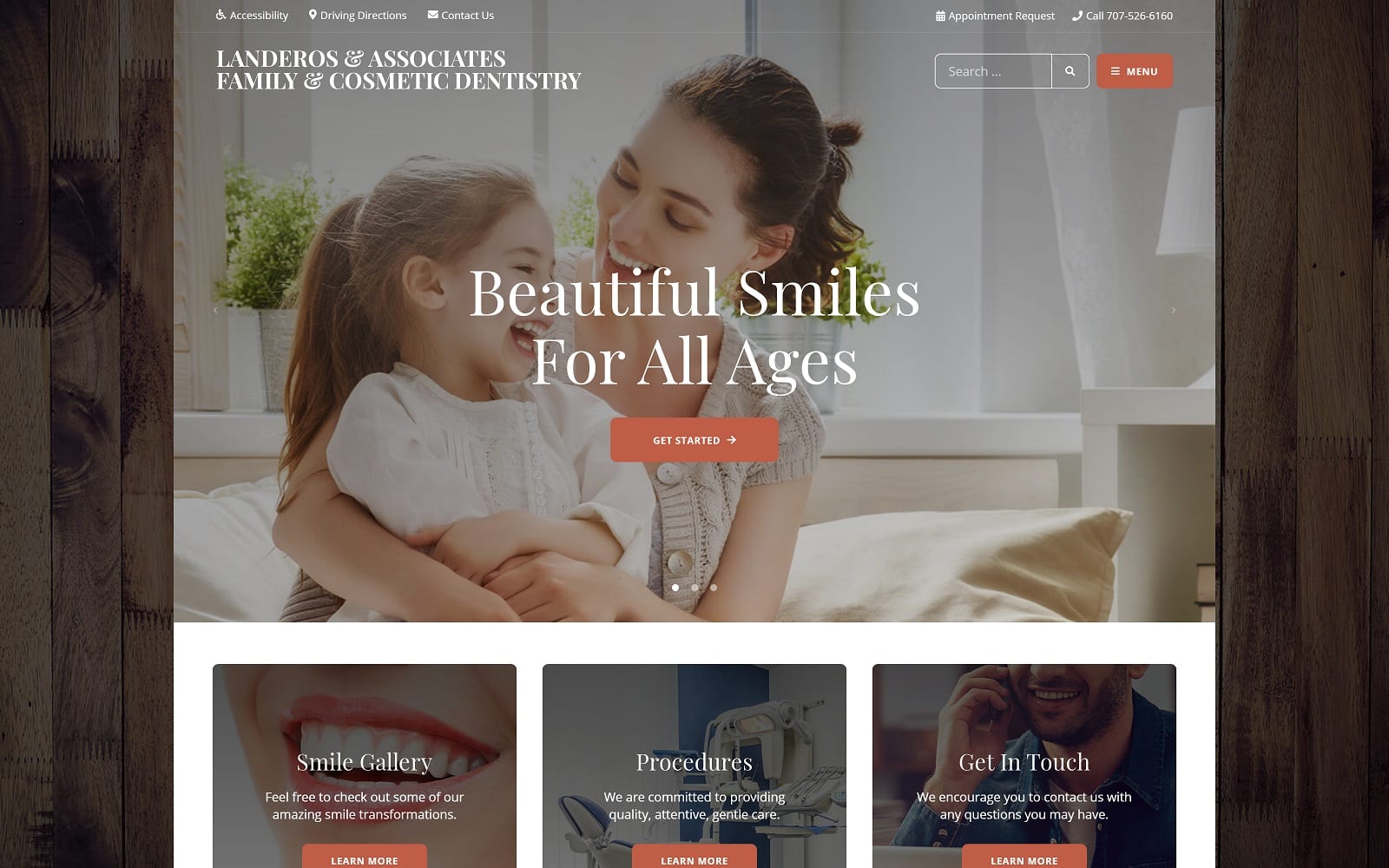 The Screenshot of Landeros & Hammer Cosmetic & Family Dentistry mysantarosadentist.com Website