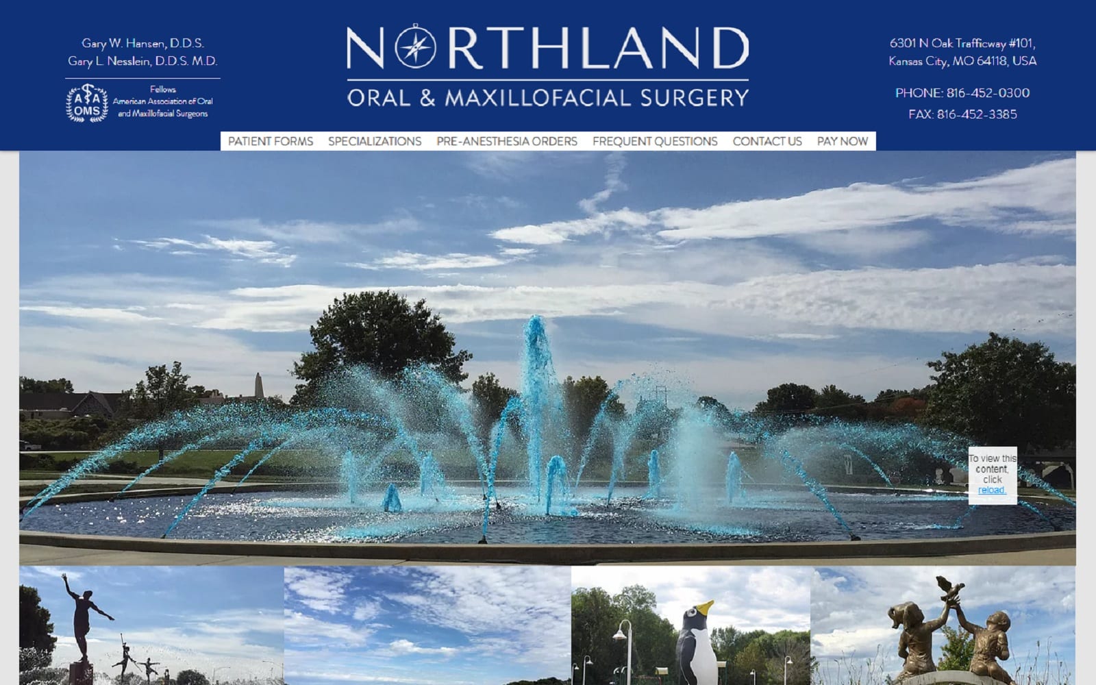 The Screenshot of Northland Oral & Maxillofacial Surgery northlandoms.com  Dr. Gary Nesslein Website