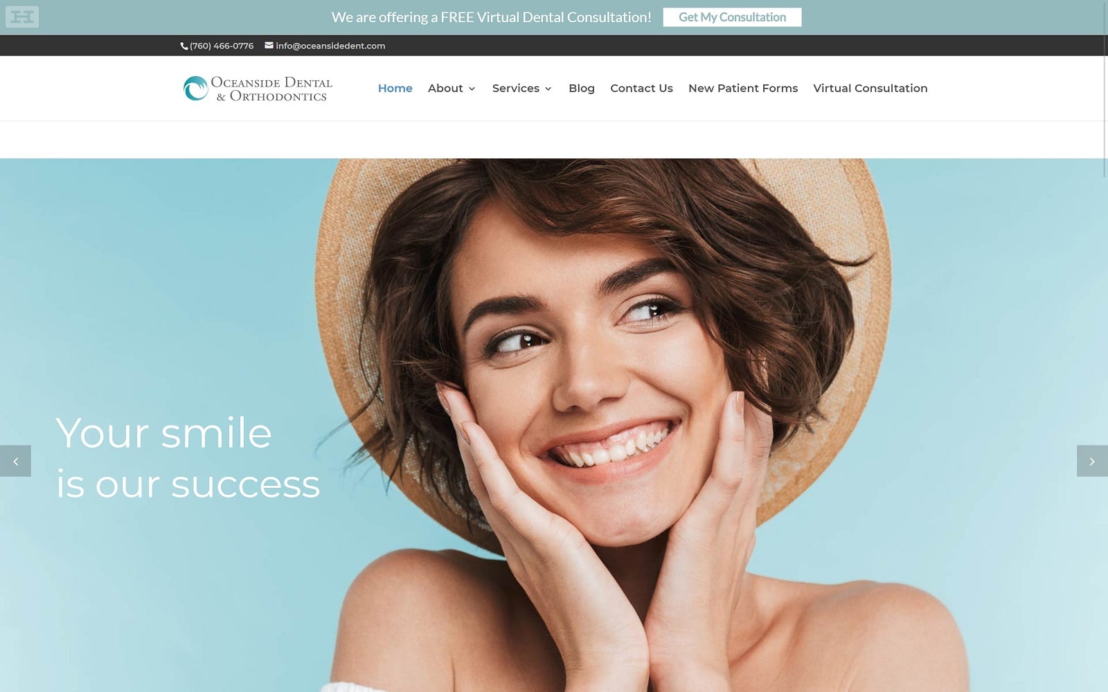 The Screenshot of Oceanside Dental and Orthodontics oceansidedent.com Website