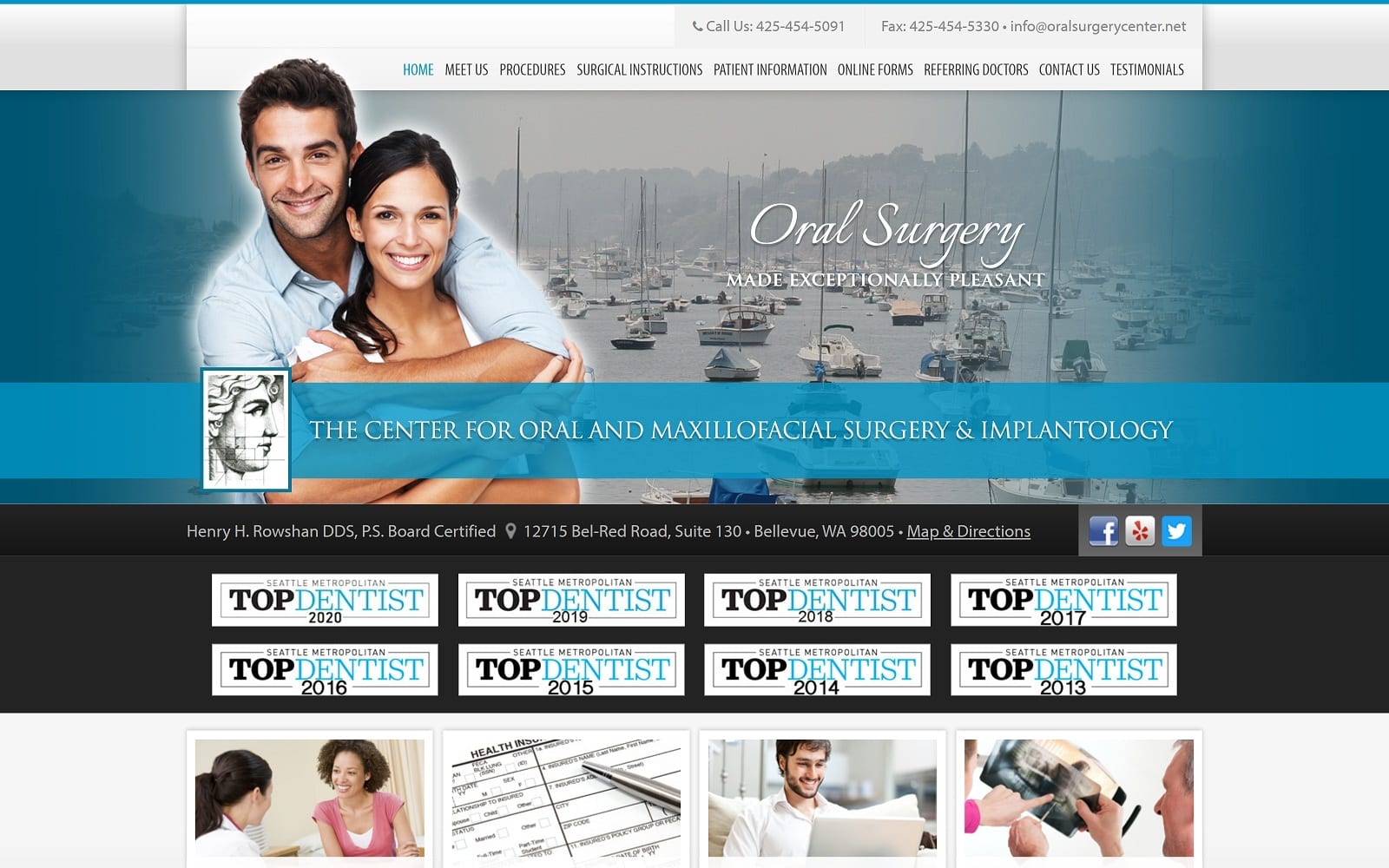 The Screenshot of The Center for Oral and Maxillofacial Surgery - Dr. Henry H. Rowshan oralsurgerycenter.net Website
