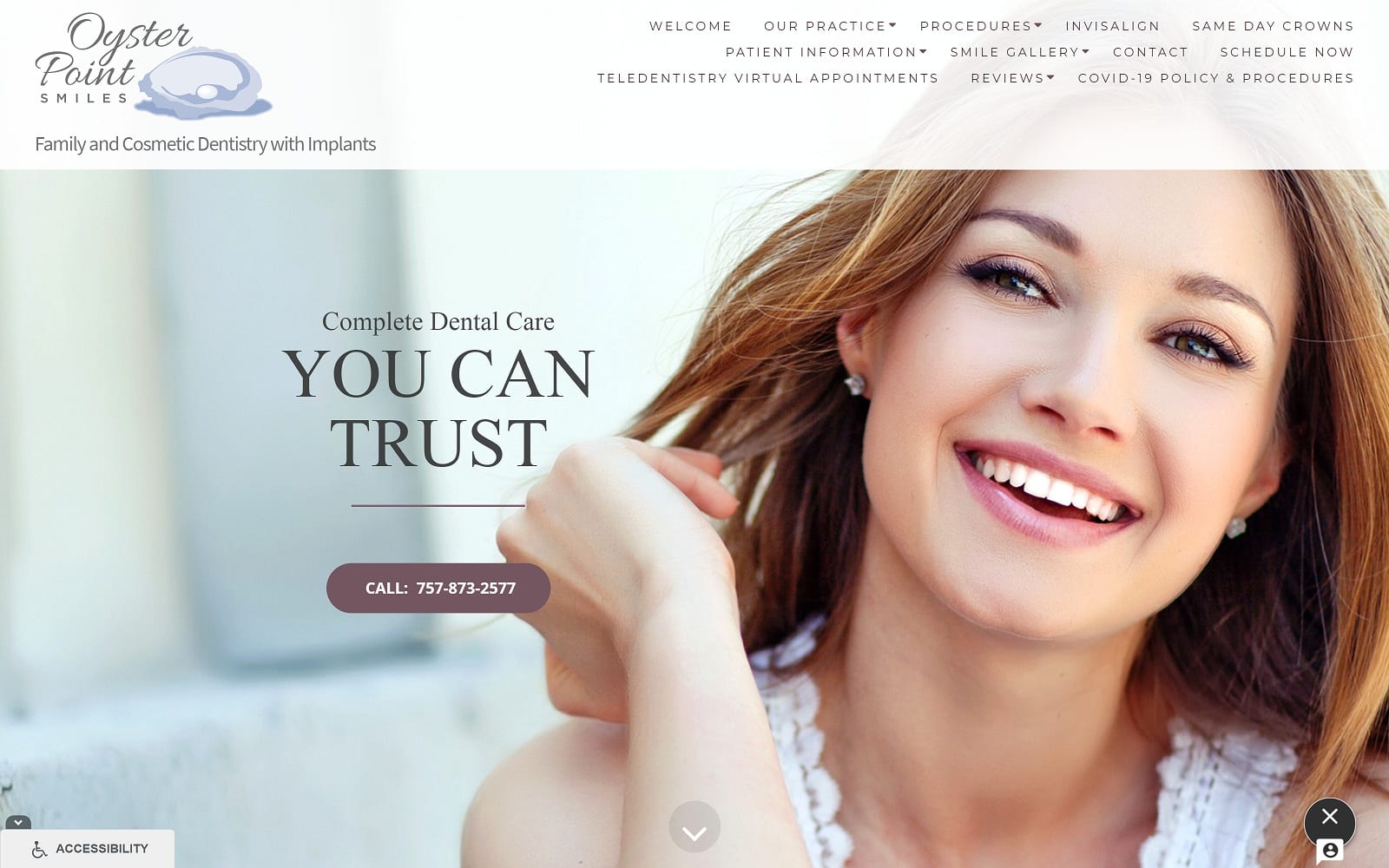 The Screenshot of Oyster Point Smiles oysterpointsmiles.com Website