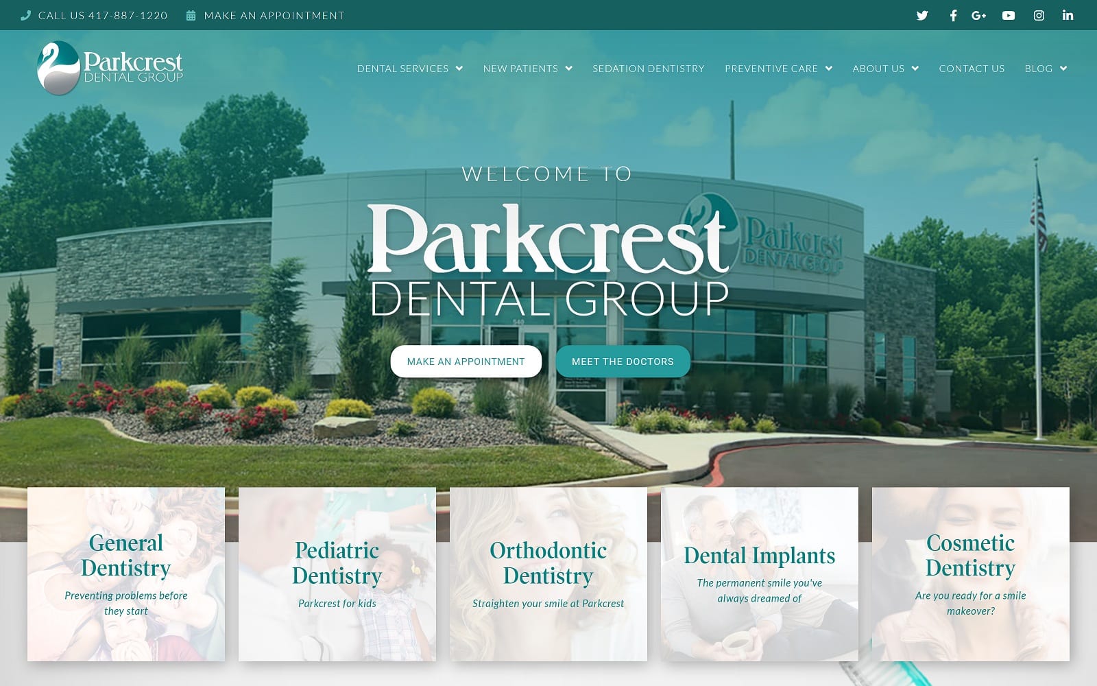 The Screenshot of Parkcrest Dental Group parkcrestdental.com Website