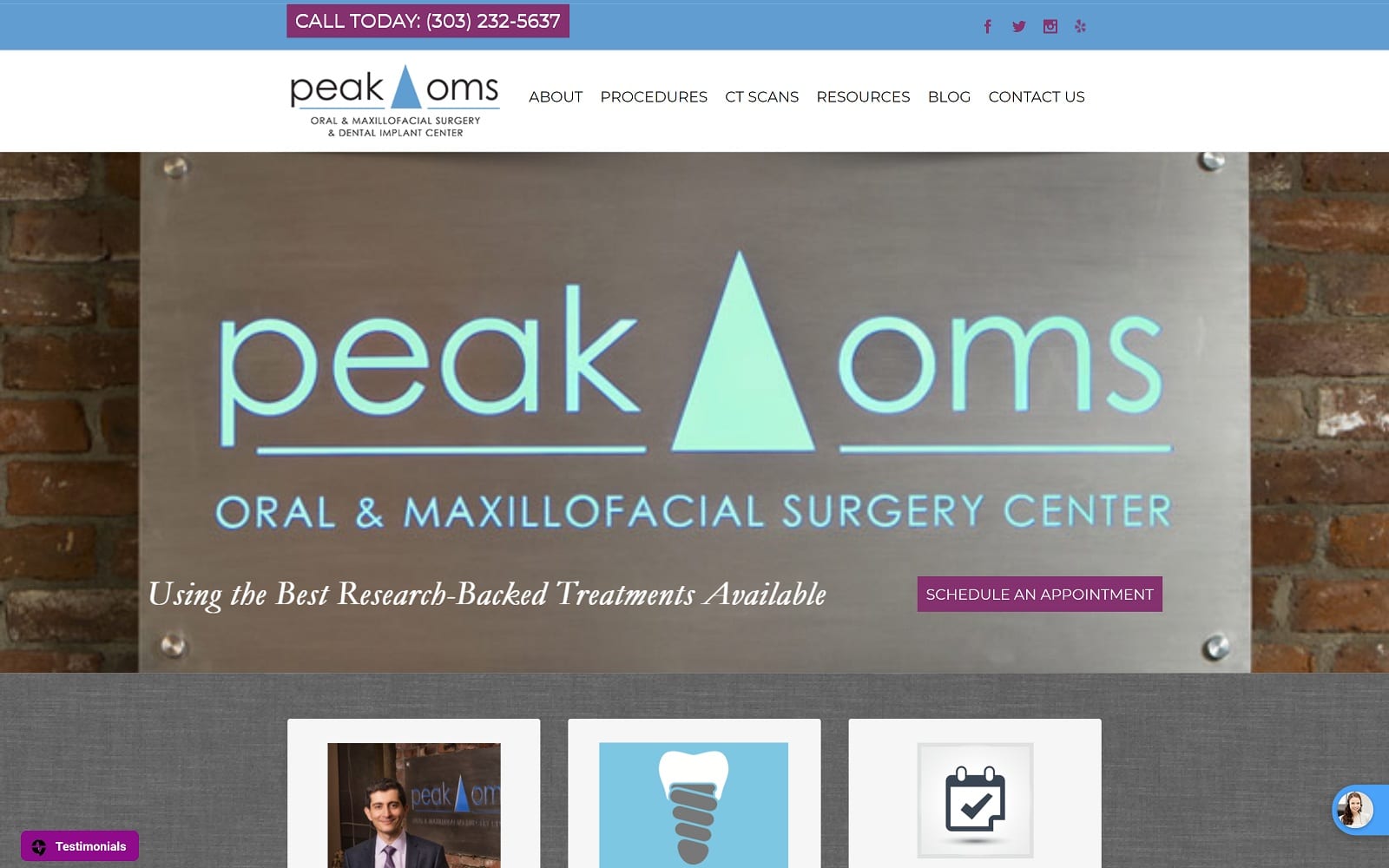The Screenshot of Peak OMS & Dental Implant Center: Dr. Haeman Noori, DDS peakoms.com Website