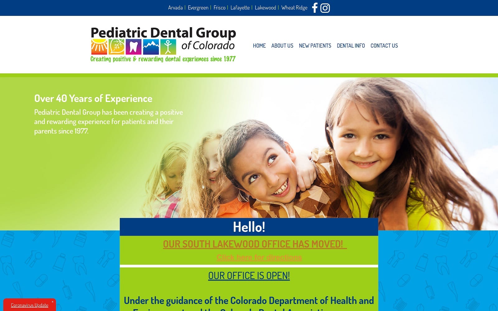 The Screenshot of Pediatric Dental Group of Lakewood pediatricdentalgroupco.com Website