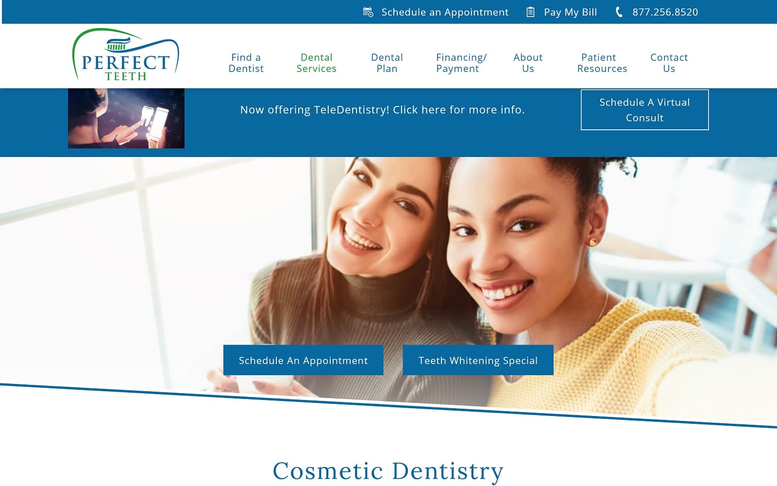 The Screenshot of Perfect Teeth perfectteeth.com Website
