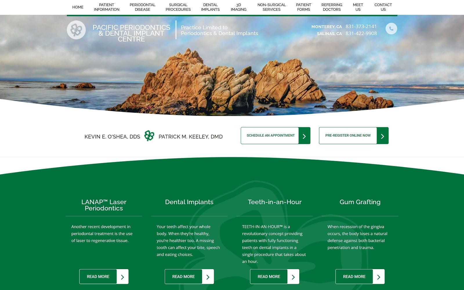 The Screenshot of Pacific Periodontics & Dental Implant Centre periodontist4gums.com Website