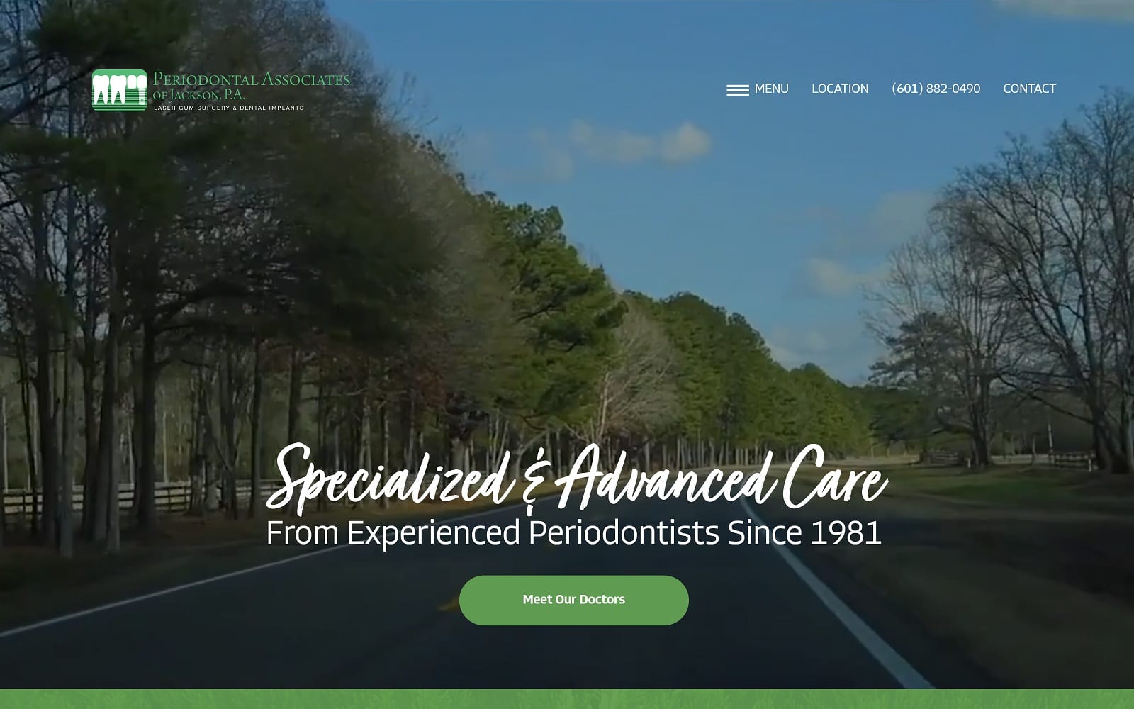 The Screenshot of Periodontal Associates of Jackson. P.A. periojackson.com Website