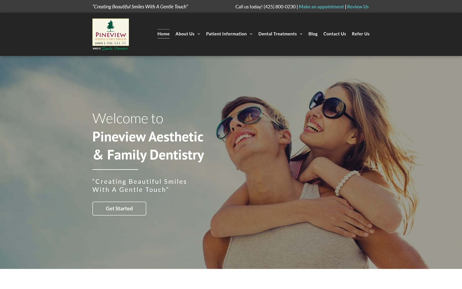 The Screenshot of Pineview Aesthetic & Family Dentistry pineviewdentistry.com Website