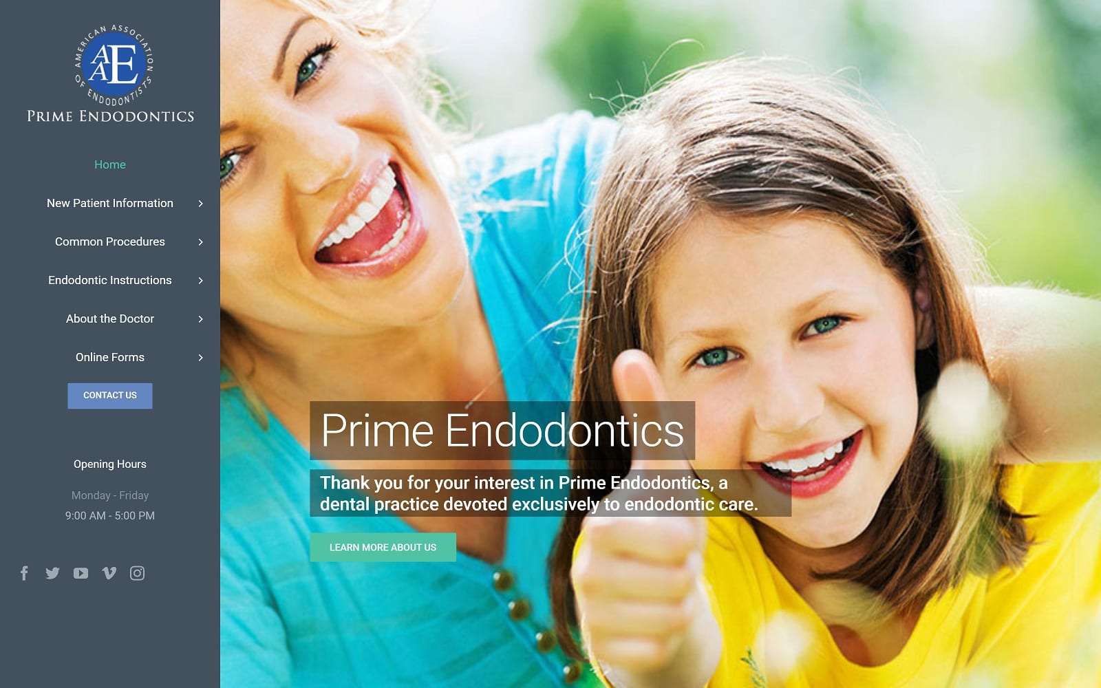 The Screenshot of Prime Endodontics primeendo.com Website