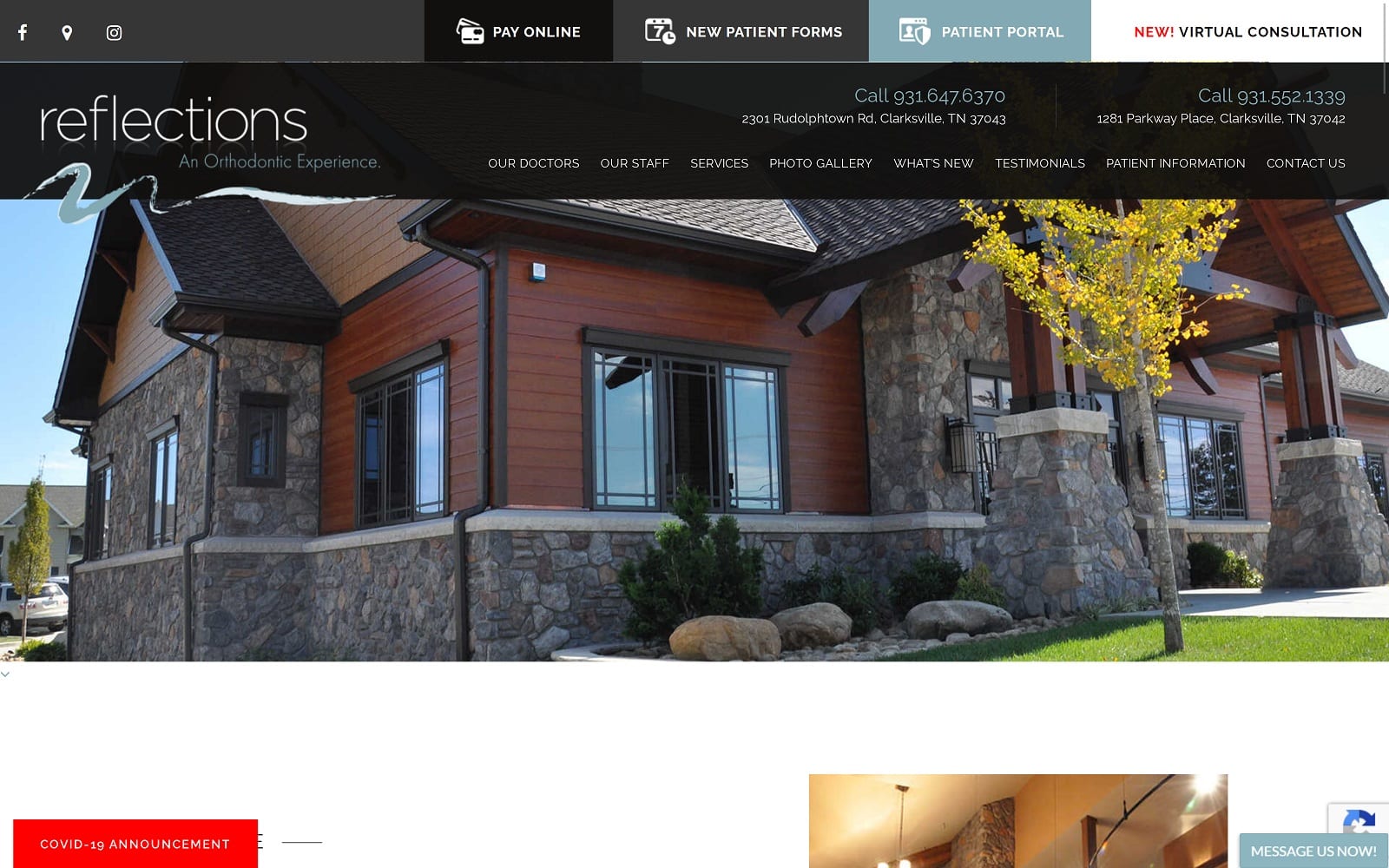 The Screenshot of Reflections, An Orthodontic Experience reflectionsortho.com Website