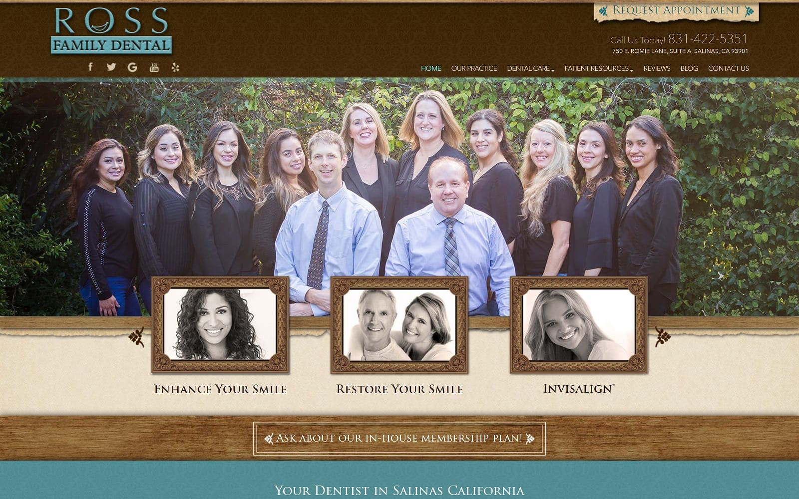 The Screenshot of Ross Family Dental salinasdds.com Dr. Steven Ross Website