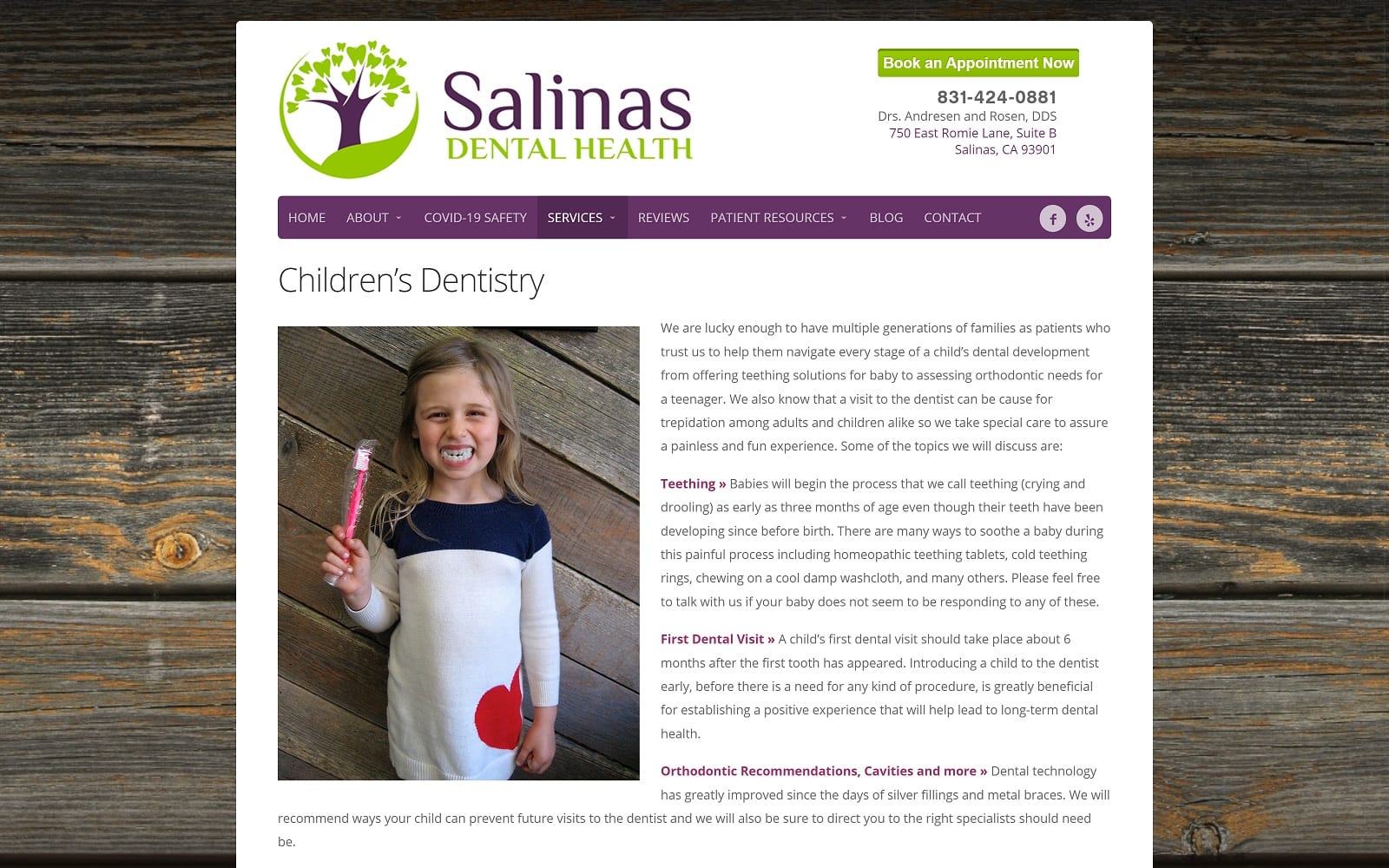 The Screenshot of Salinas Dental Health salinasdentalhealth.com Website