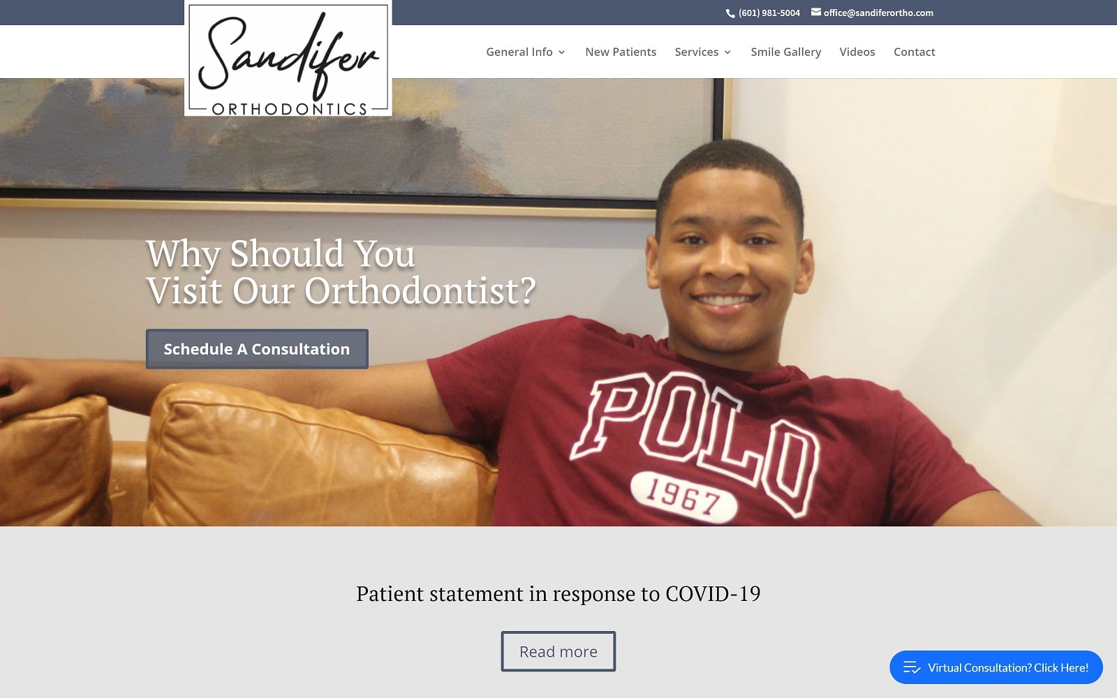 The Screenshot of Sandifer Orthodontics sandiferortho.com Website