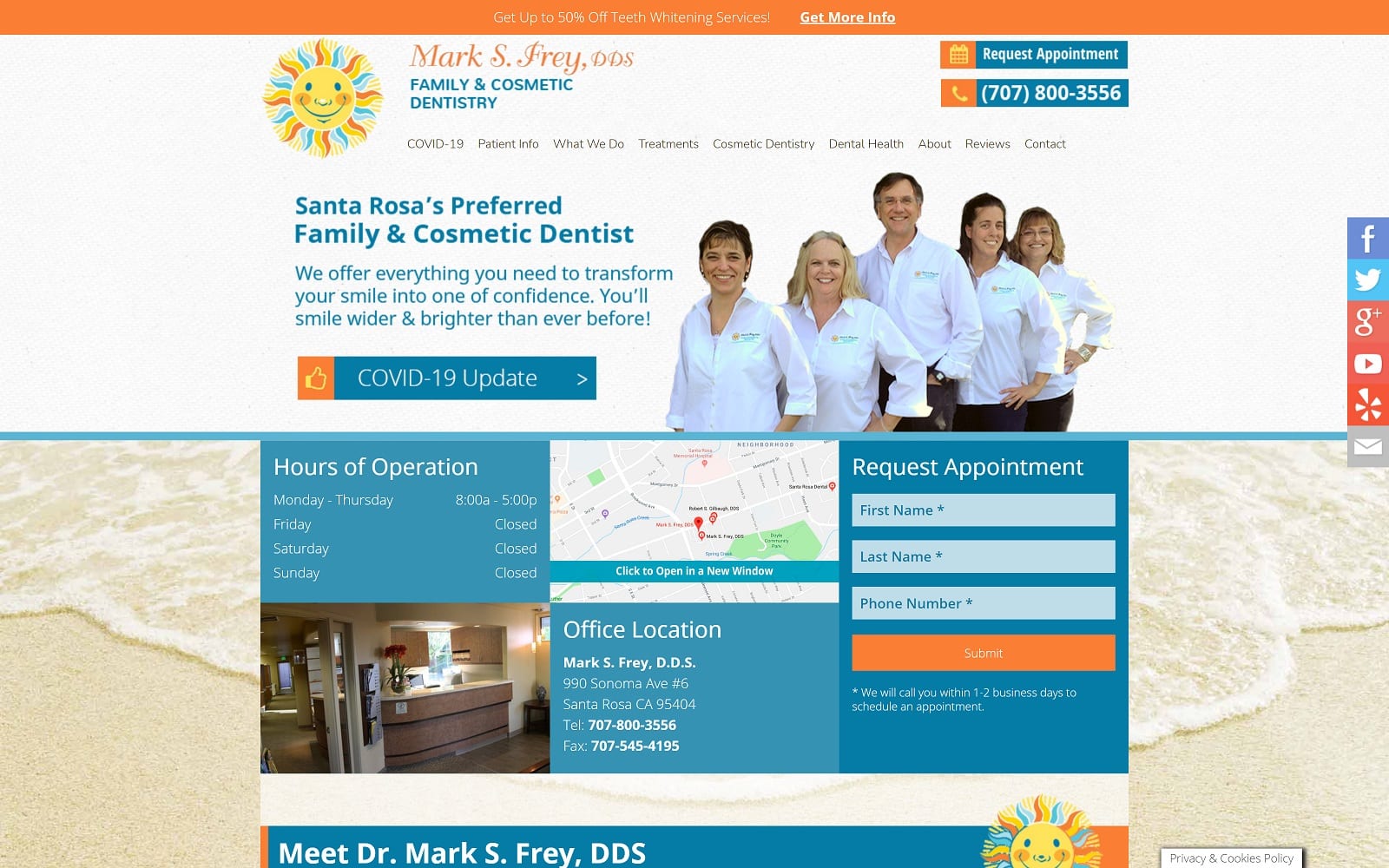 The Screenshot of Mark S. Frey, DDS santarosacosmeticdentist.com Website