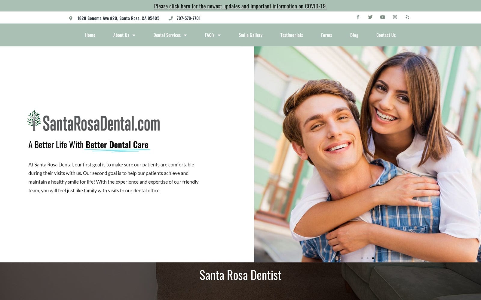 The Screenshot of Santa Rosa Dental santarosadental.com Website