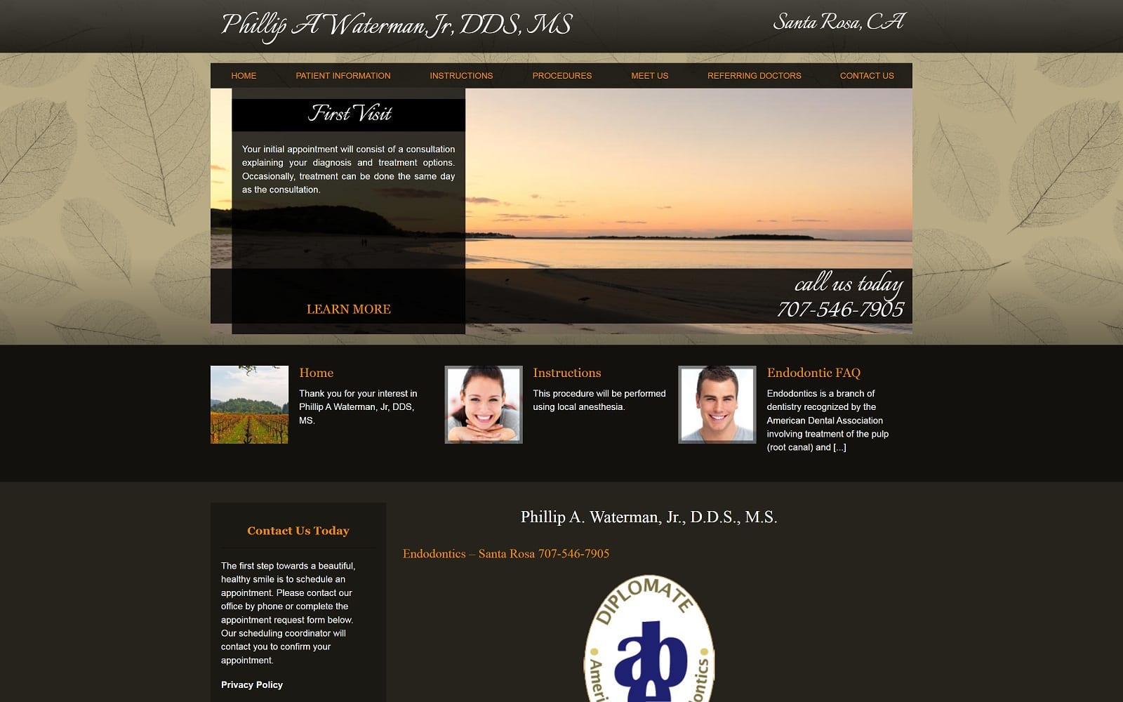 The Screenshot of Waterman Jr Phillip A DDS santarosaendo.com Website