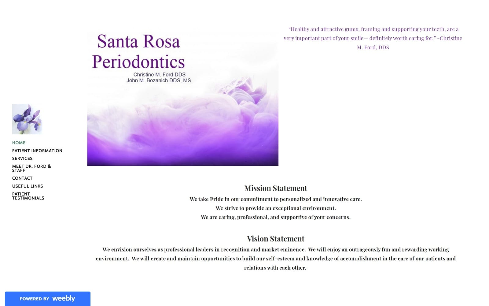 The Screenshot of Christine M. Ford, DDS santarosaperio.com Website