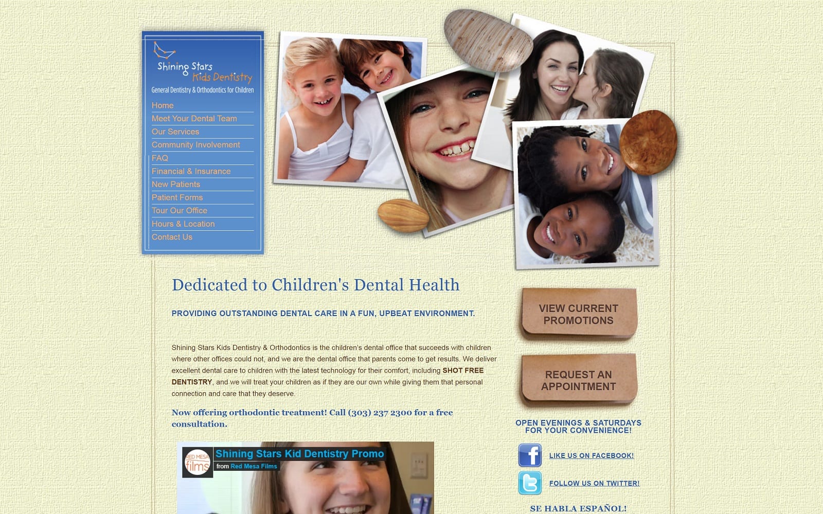 The Screenshot of Shining Stars Kids Dentistry shiningstarskidsdentistry.com Website