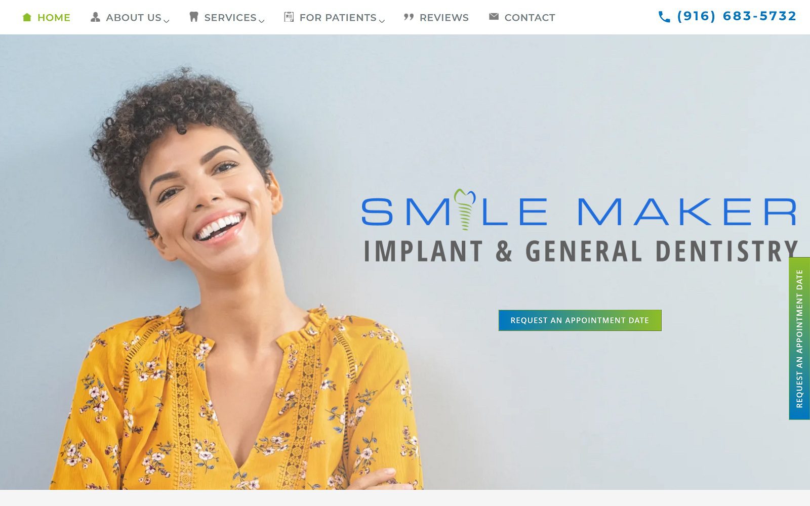 The Screenshot of Smile Maker Dentistry Elk Grove smilemakerdentistryelkgrove.com Website
